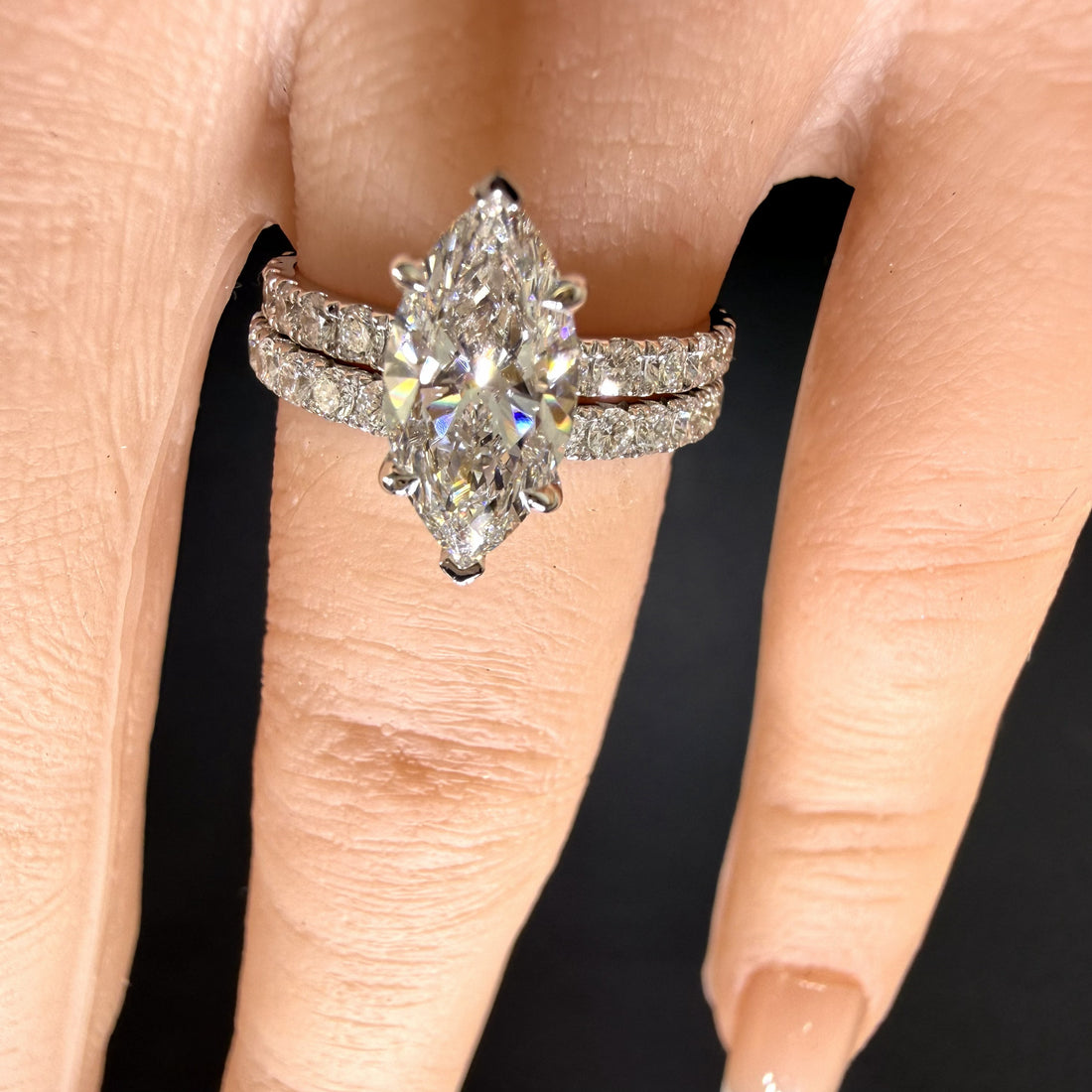2.25ct Total Weight Marquise Cut Diamond IGI Certified 14K White Gold Engagement Ring