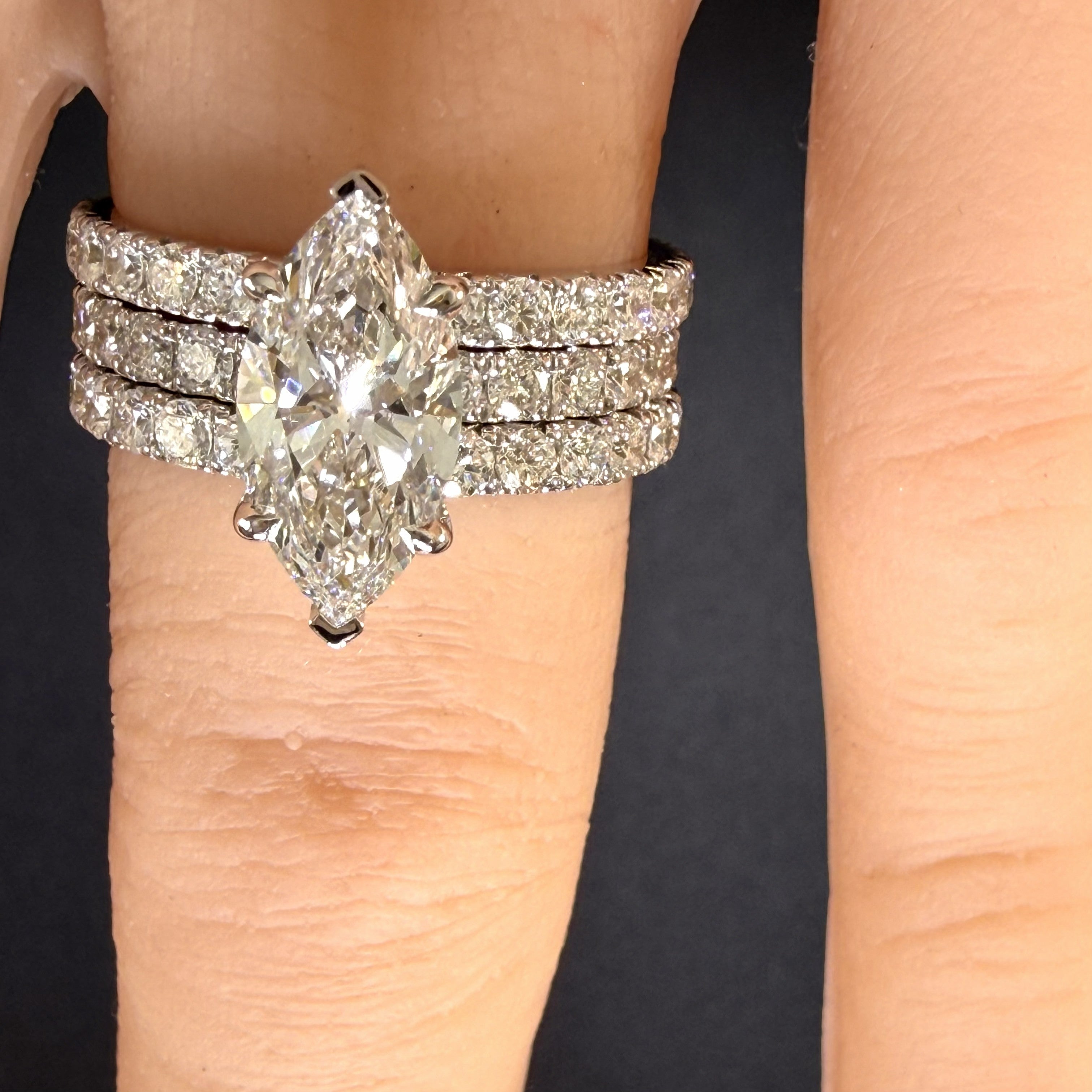 2.25ct Total Weight Marquise Cut Diamond IGI Certified 14K White Gold Engagement Ring