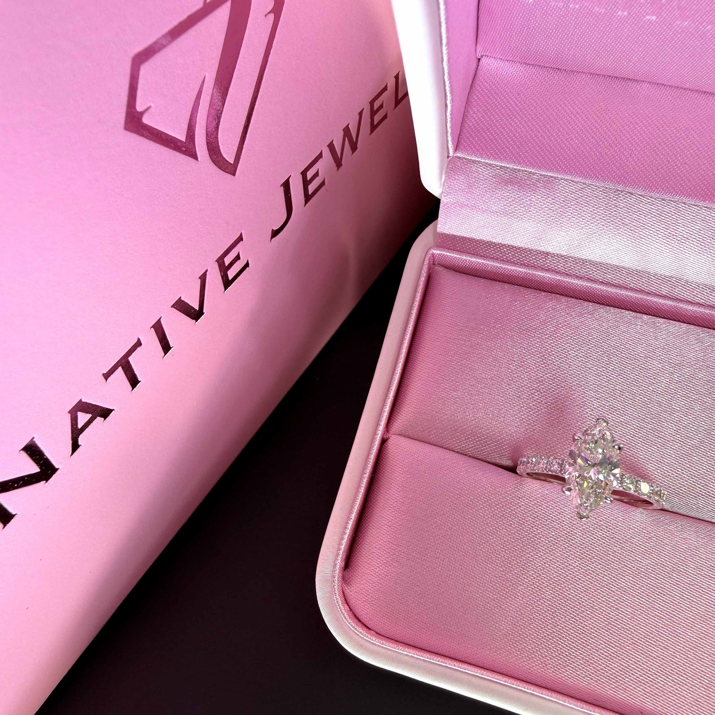 2.25ct Total Weight Marquise Cut Diamond IGI Certified 14K White Gold Engagement Ring