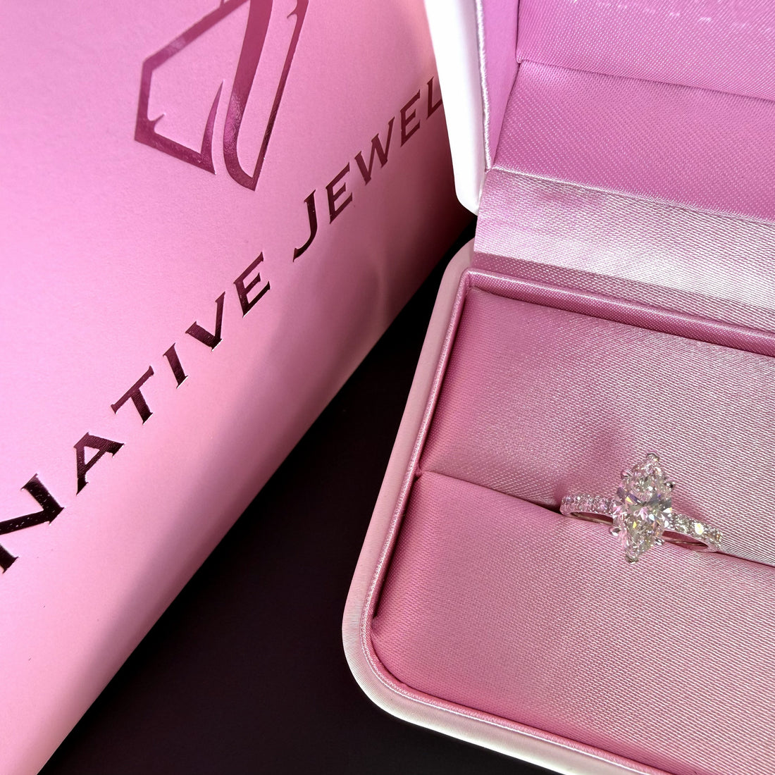 2.25ct Total Weight Marquise Cut Diamond IGI Certified 14K White Gold Engagement Ring