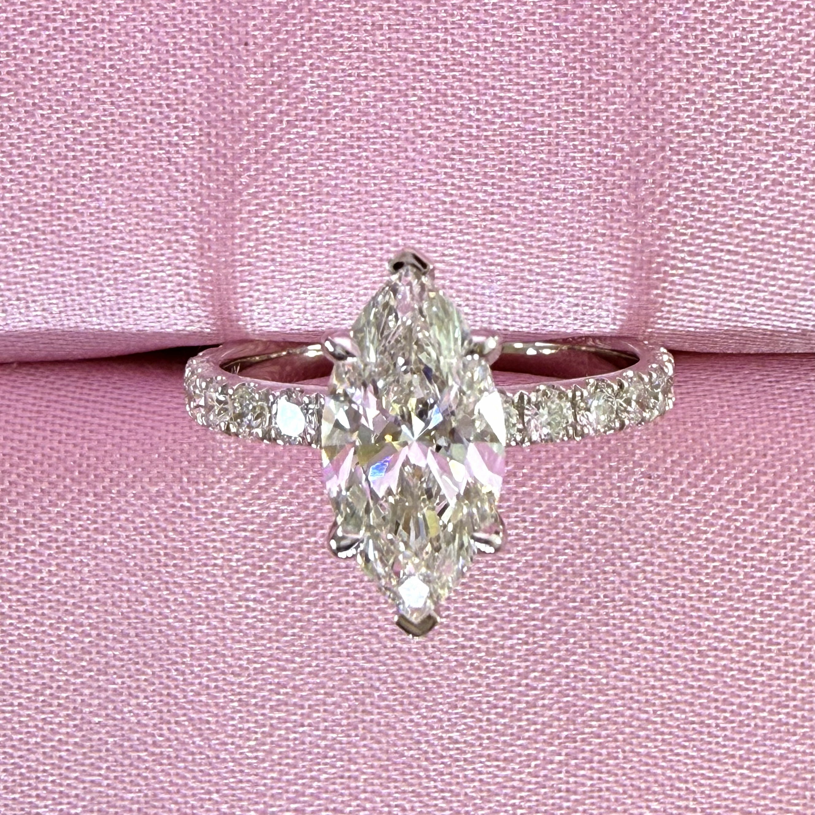 2.25ct Total Weight Marquise Cut Diamond IGI Certified 14K White Gold Engagement Ring