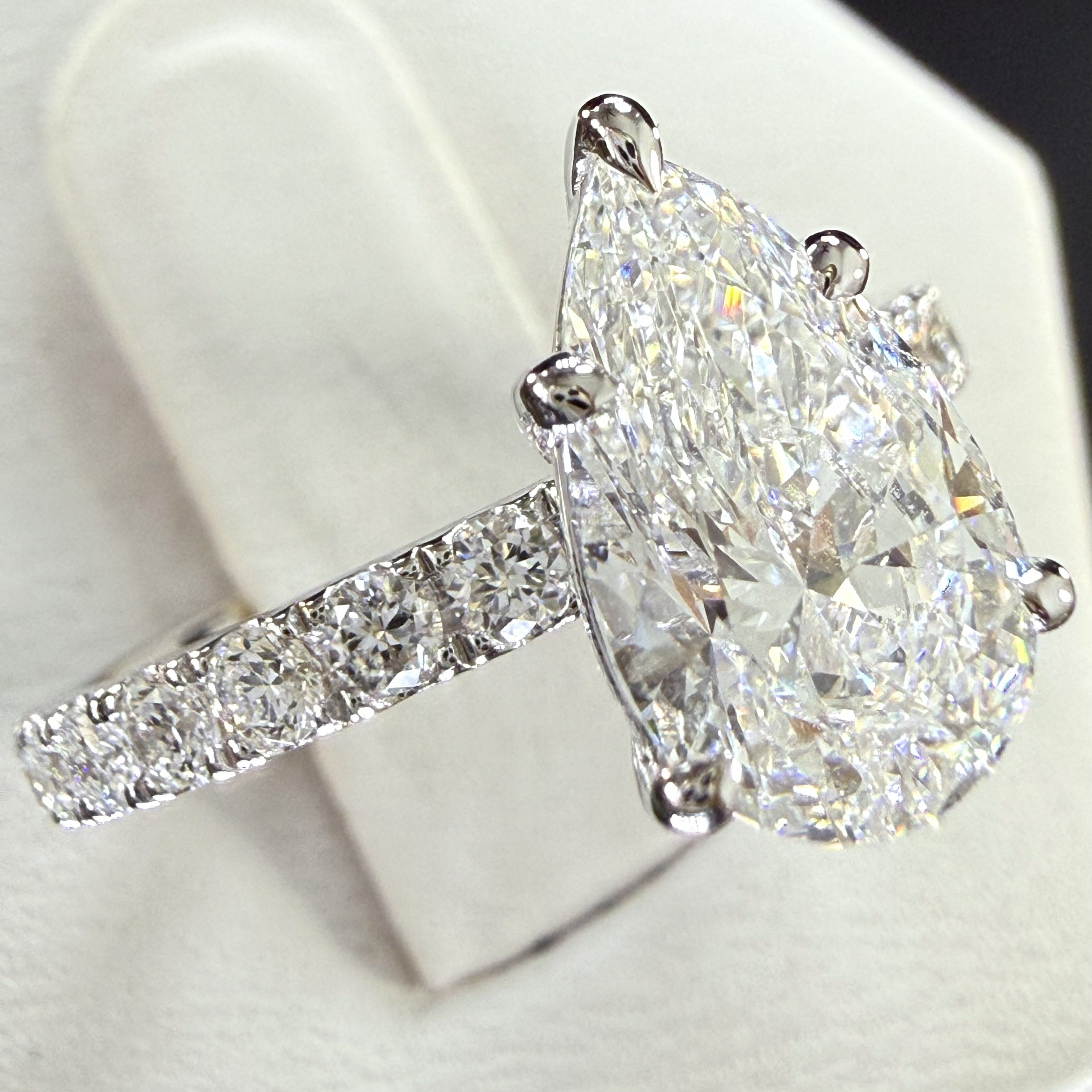 2.25ct Total Weight Pear Cut Diamond IGI Certified 14K White Gold Engagement Ring