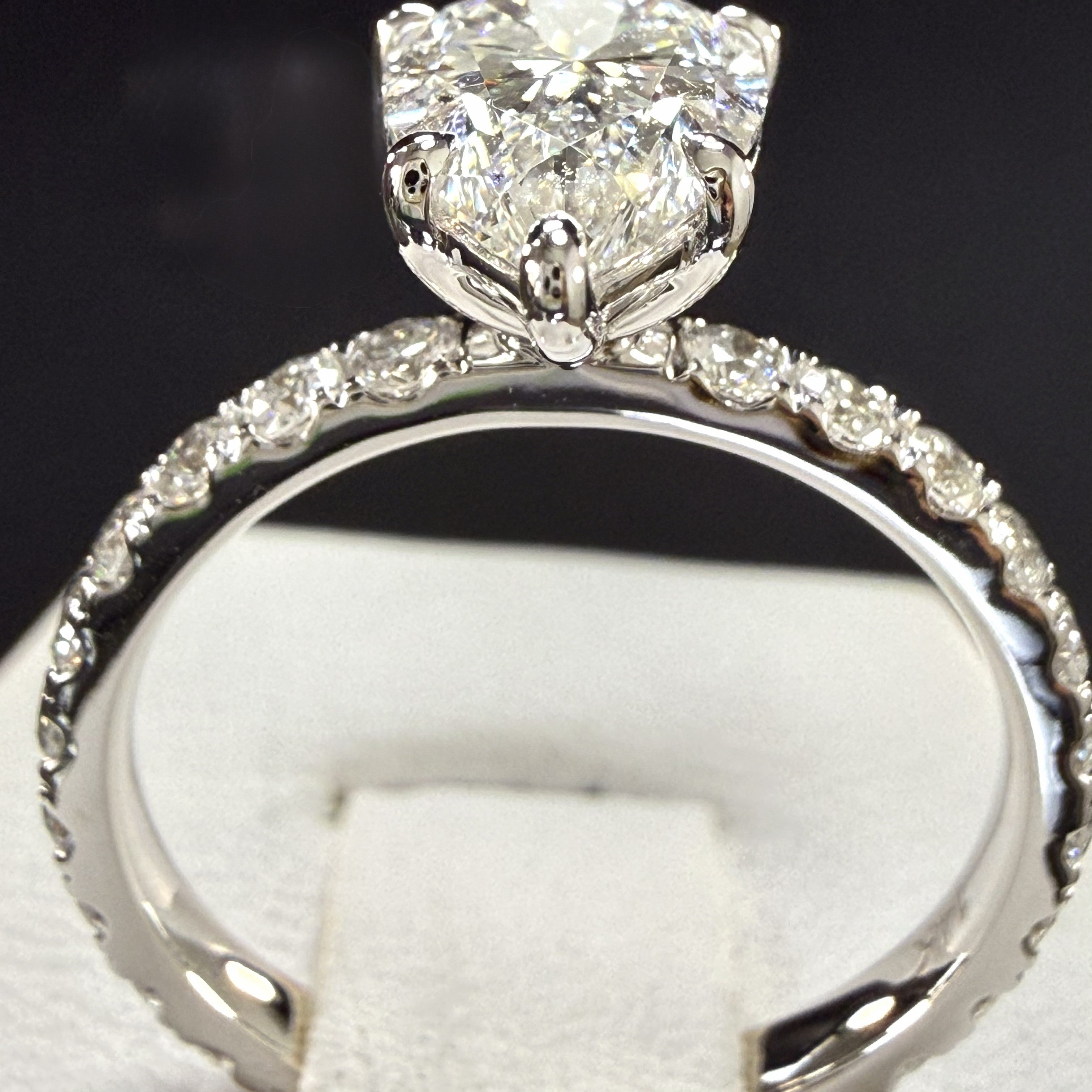2.25ct Total Weight Pear Cut Diamond IGI Certified 14K White Gold Engagement Ring