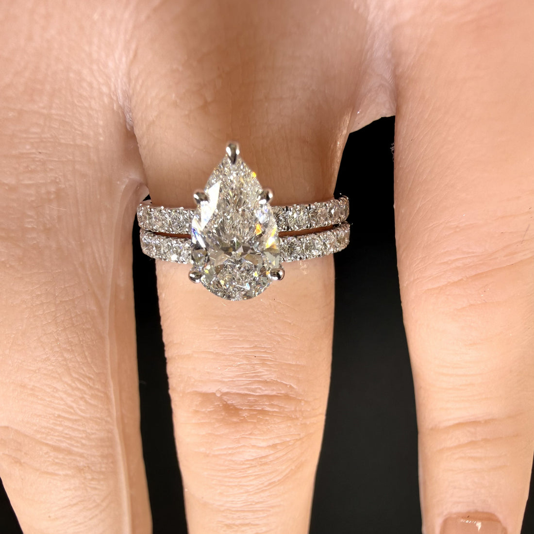 2.25ct Total Weight Pear Cut Diamond IGI Certified 14K White Gold Engagement Ring