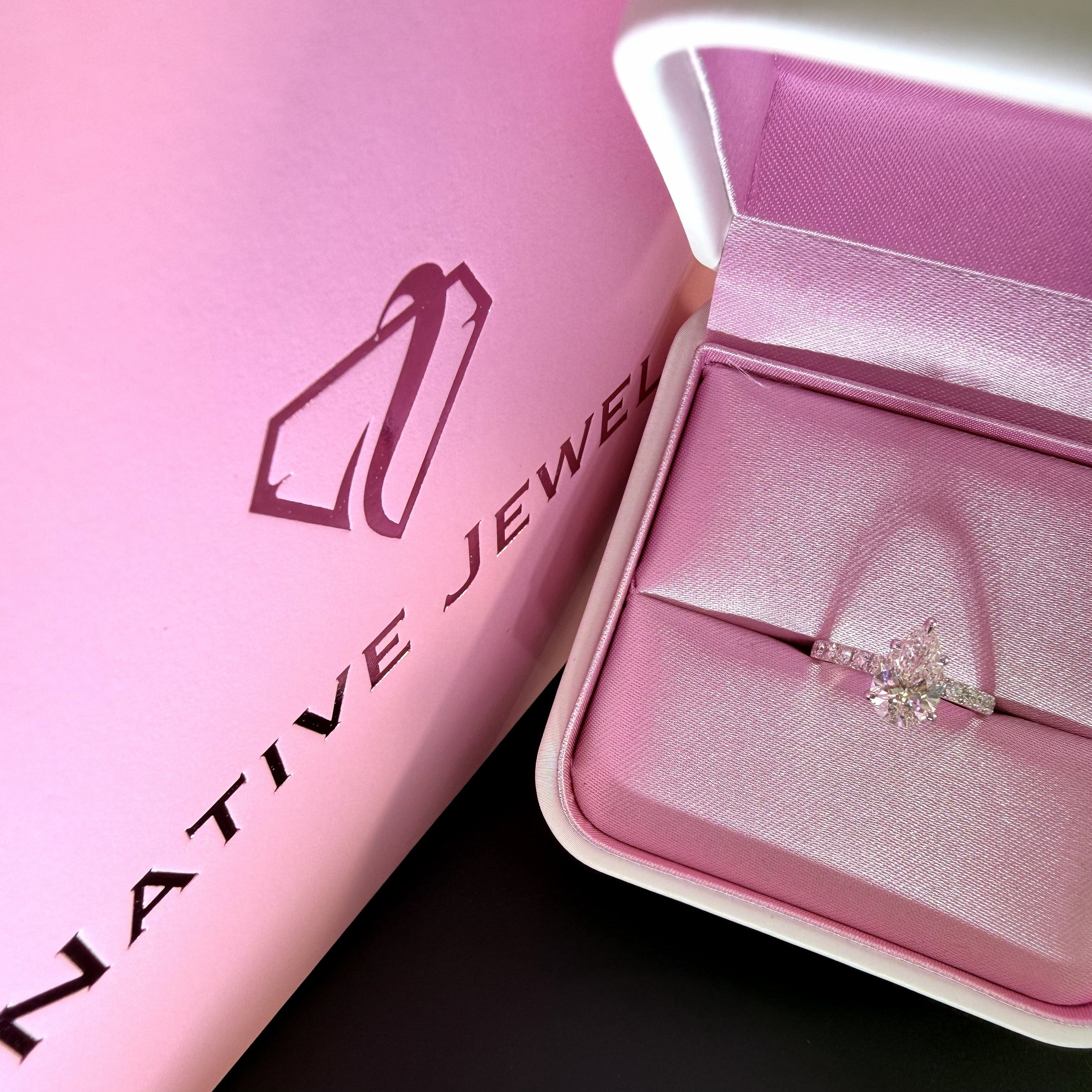 2.25ct Total Weight Pear Cut Diamond IGI Certified 14K White Gold Engagement Ring