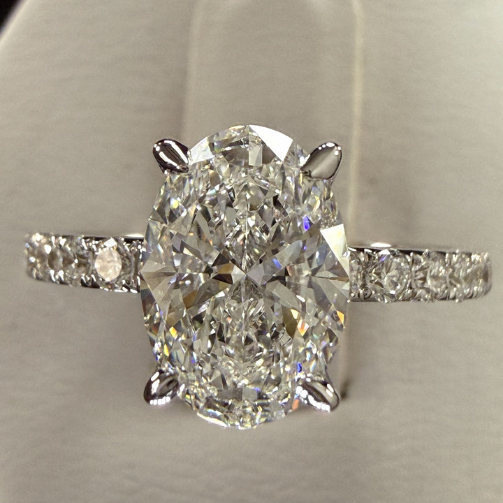 2.25ct Total Weight Oval Cut Diamond IGI Certified 14K White Gold Engagement Ring