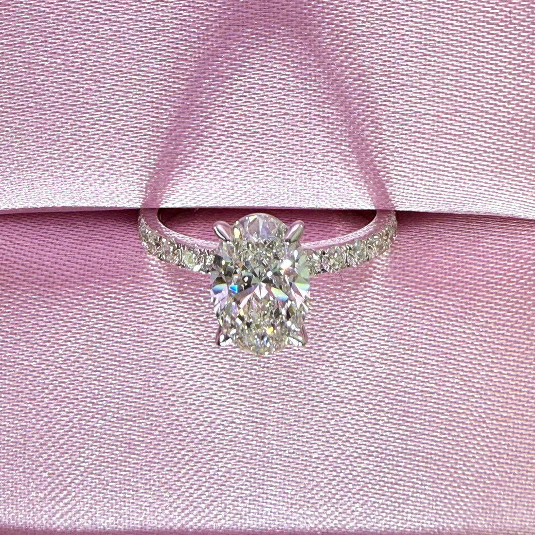 3.78ct Total Weight Oval Cut Lab Grown Diamond IGI Certified 14K White Gold Engagement Ring