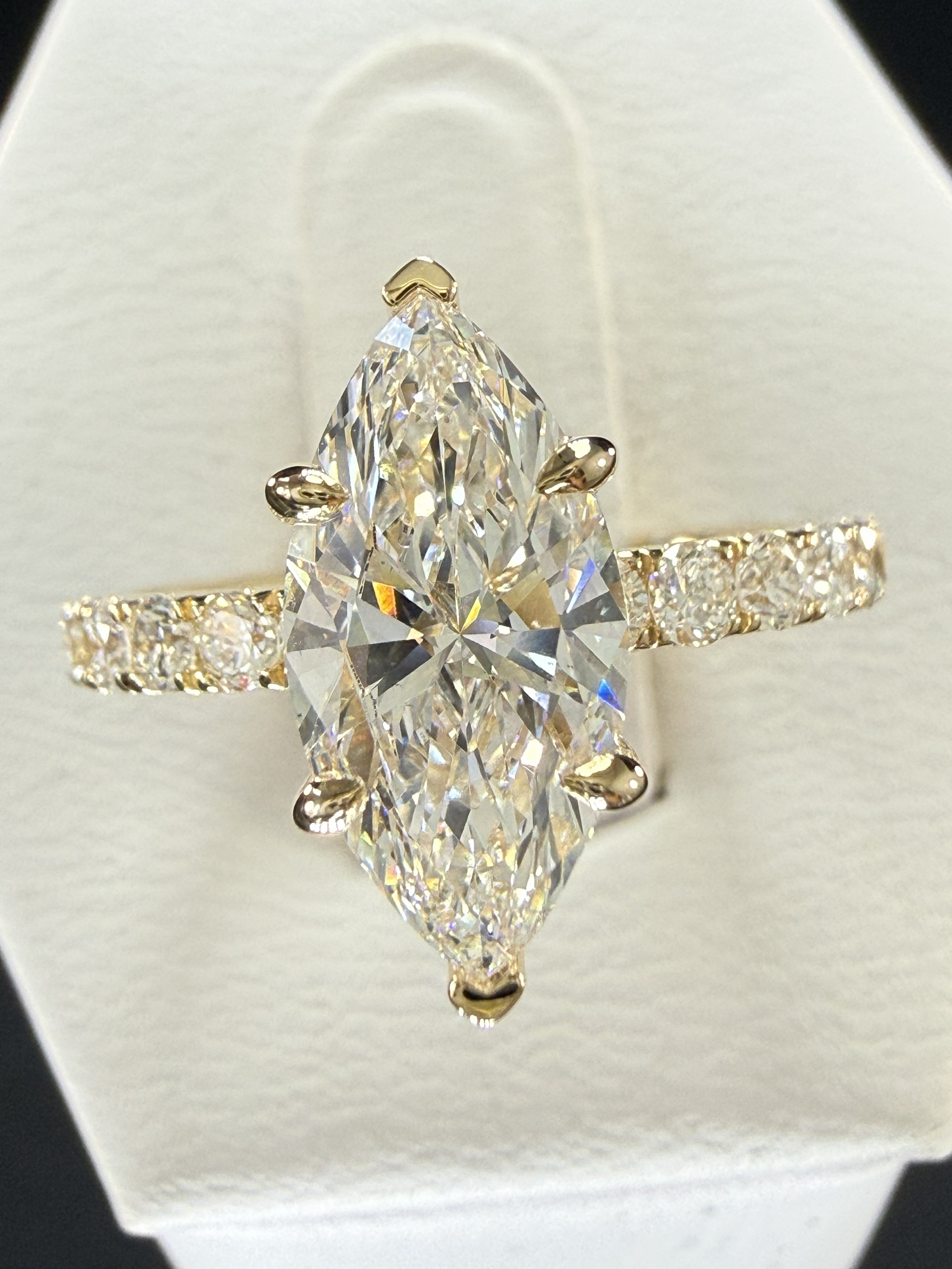 2.27ct Total Weight Marquise Cut Diamond IGI Certified 14K Yellow Gold Engagement Ring