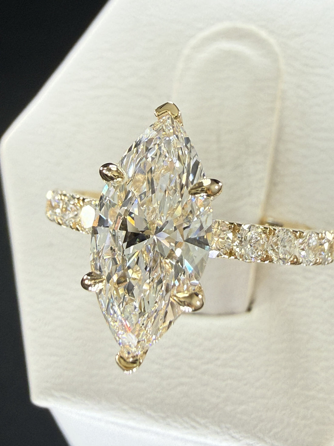 2.27ct Total Weight Marquise Cut Diamond IGI Certified 14K Yellow Gold Engagement Ring