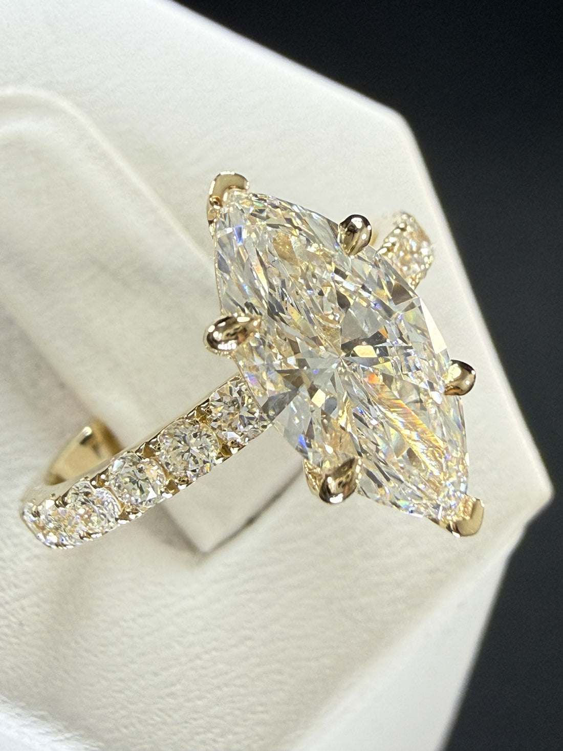 2.27ct Total Weight Marquise Cut Diamond IGI Certified 14K Yellow Gold Engagement Ring