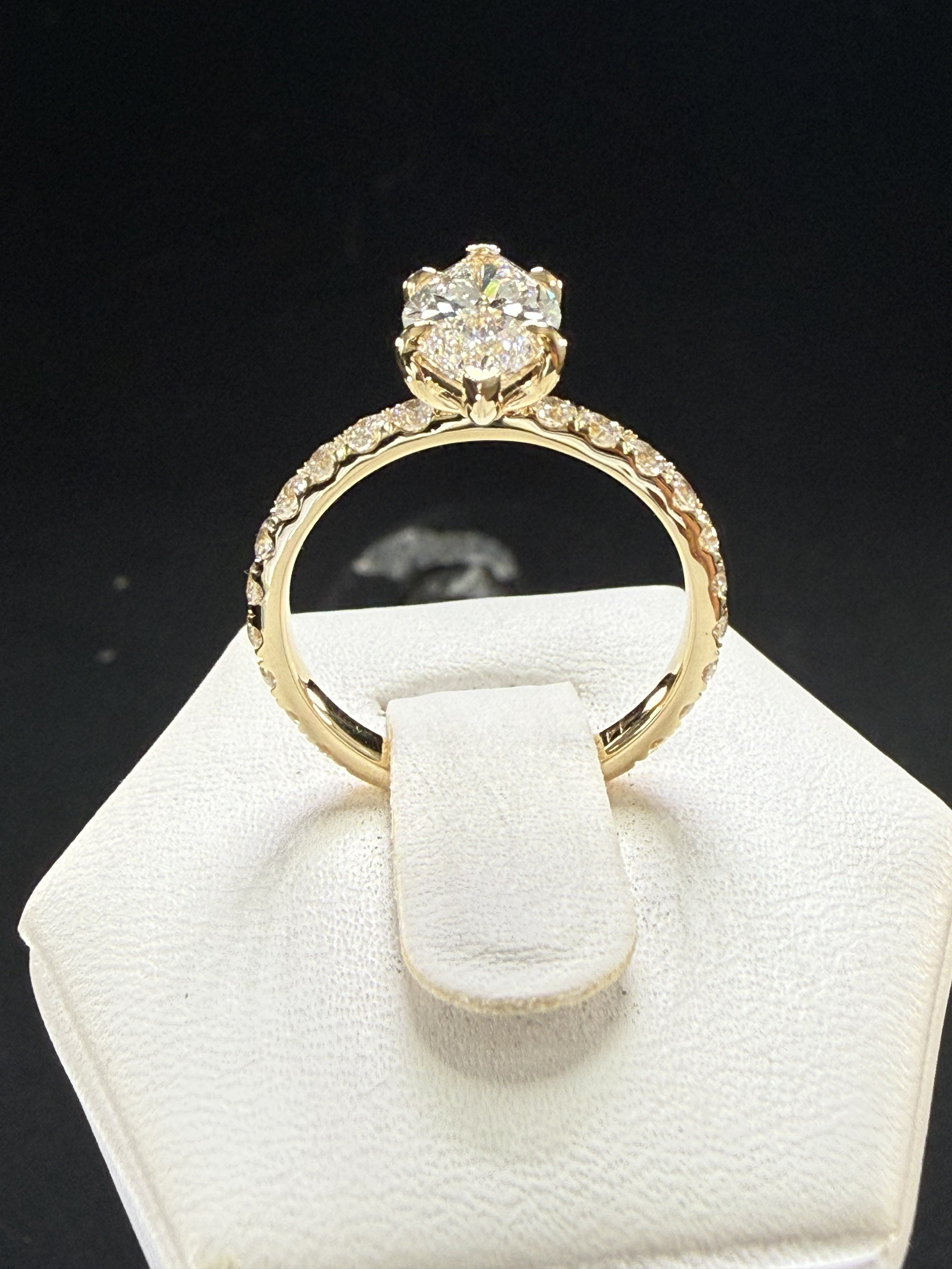 2.27ct Total Weight Marquise Cut Diamond IGI Certified 14K Yellow Gold Engagement Ring