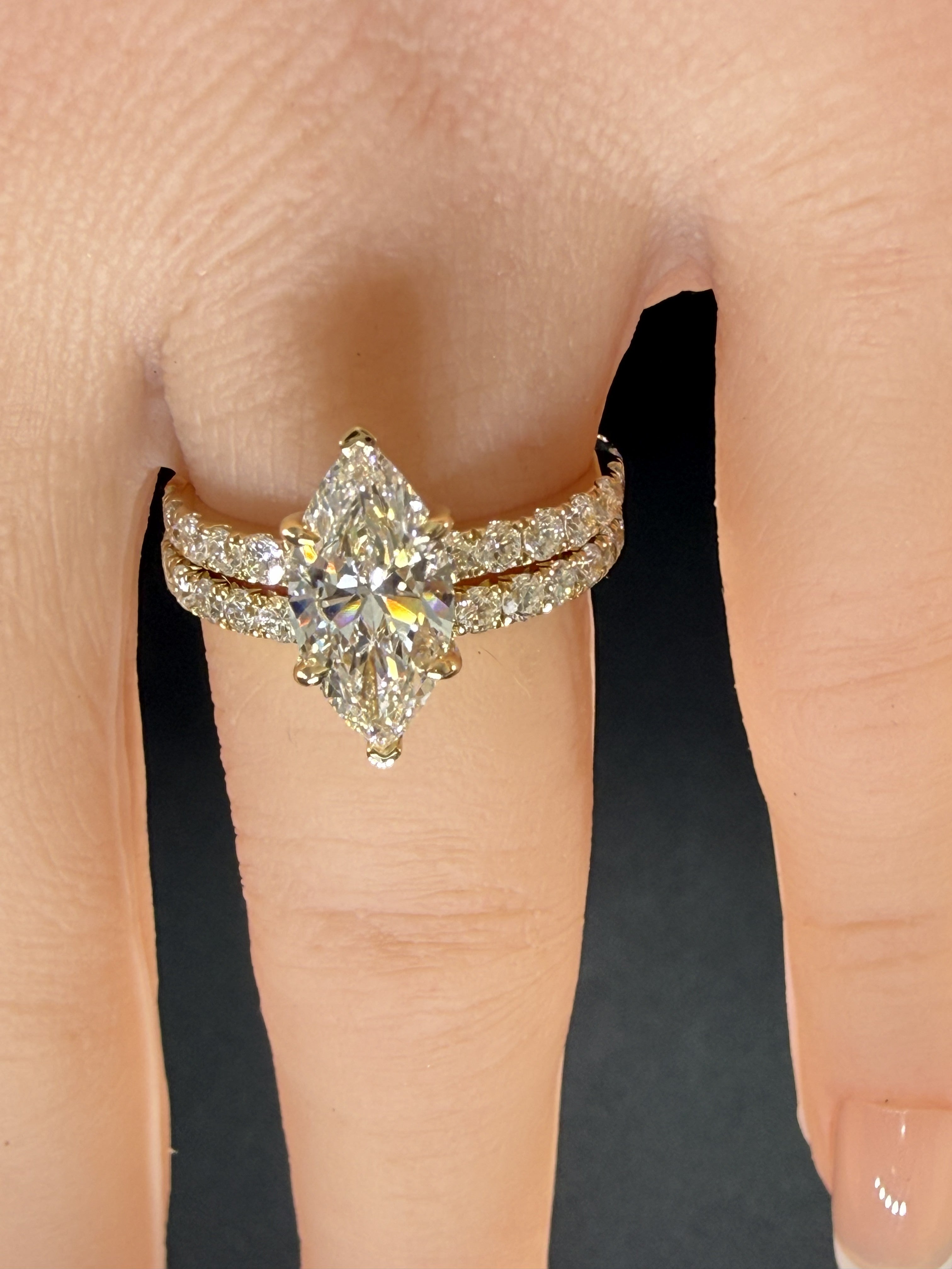 2.27ct Total Weight Marquise Cut Diamond IGI Certified 14K Yellow Gold Engagement Ring