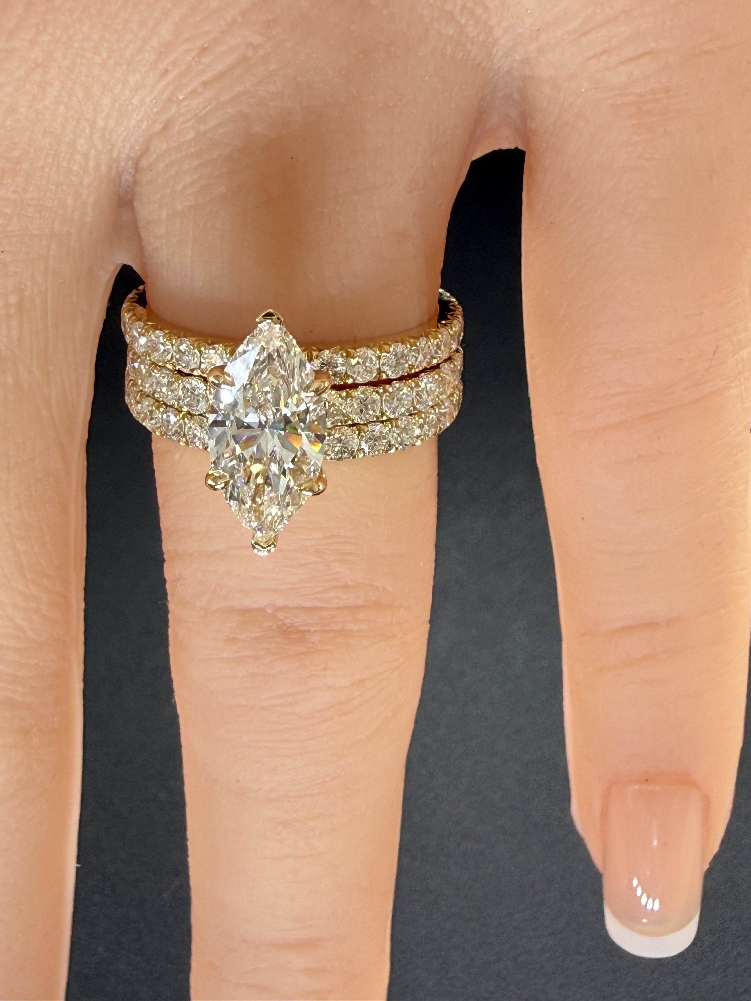 2.27ct Total Weight Marquise Cut Diamond IGI Certified 14K Yellow Gold Engagement Ring