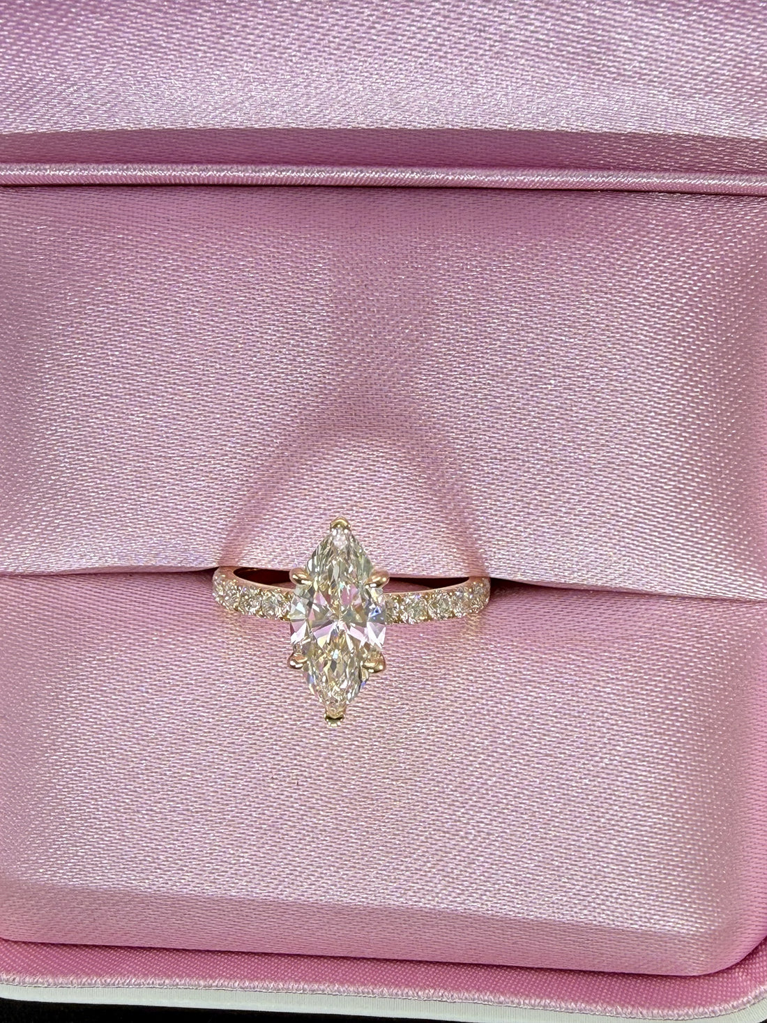 2.27ct Total Weight Marquise Cut Diamond IGI Certified 14K Yellow Gold Engagement Ring