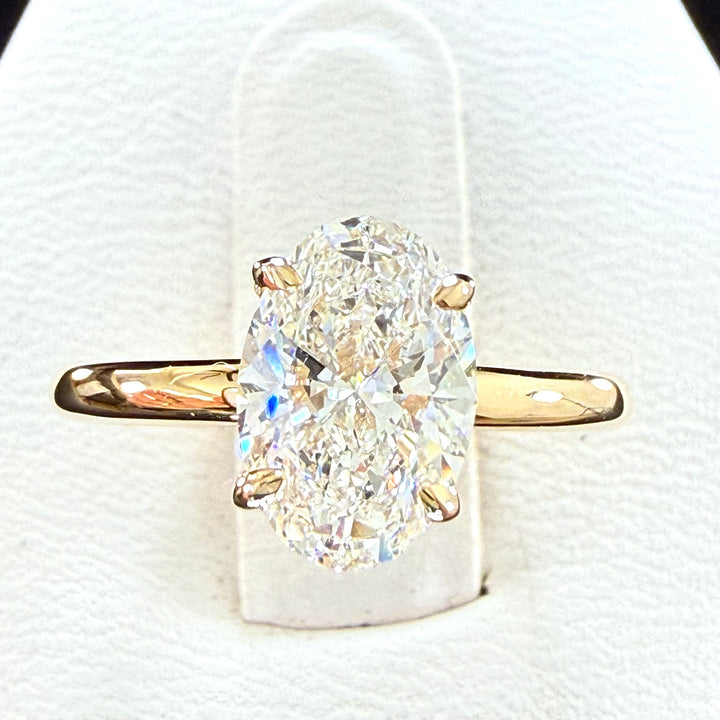1.5ct Oval Cut Lab Grown Diamond IGI Certified 14K Yellow Solitaire Gold Engagement Ring