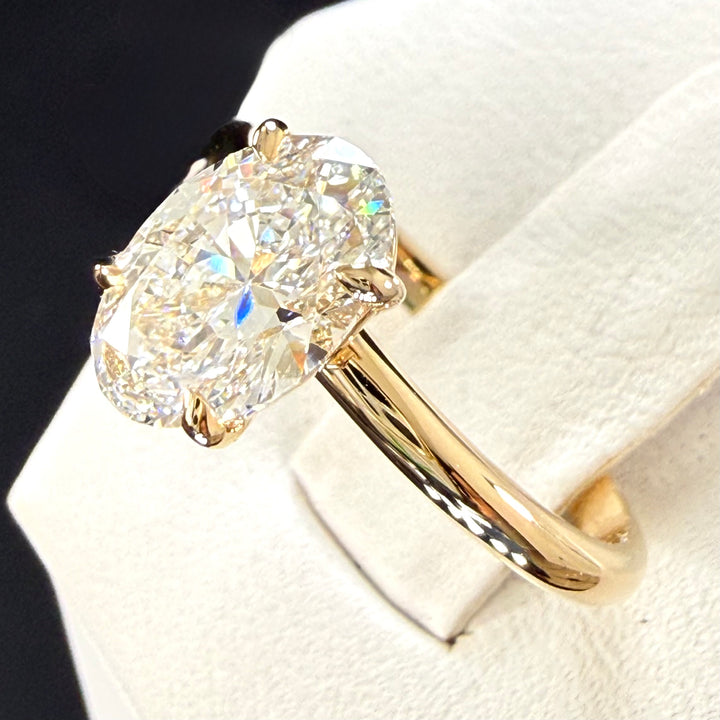 1.5ct Oval Cut Lab Grown Diamond IGI Certified 14K Yellow Solitaire Gold Engagement Ring