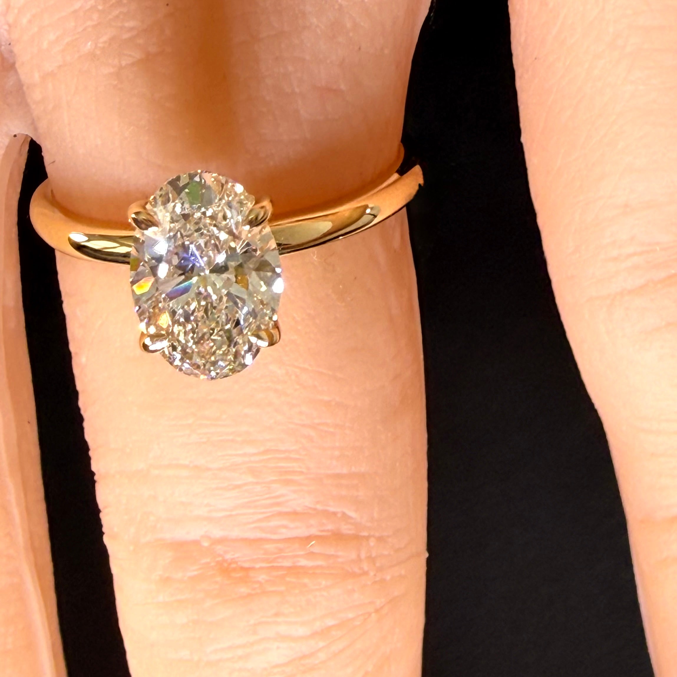1.5ct Oval Cut Lab Grown Diamond IGI Certified 14K Yellow Solitaire Gold Engagement Ring