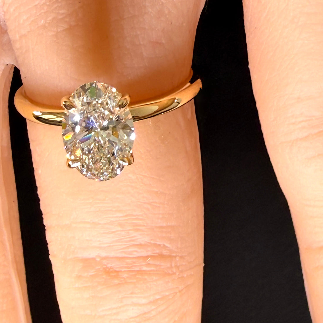 1.5ct Oval Cut Lab Grown Diamond IGI Certified 14K Yellow Solitaire Gold Engagement Ring