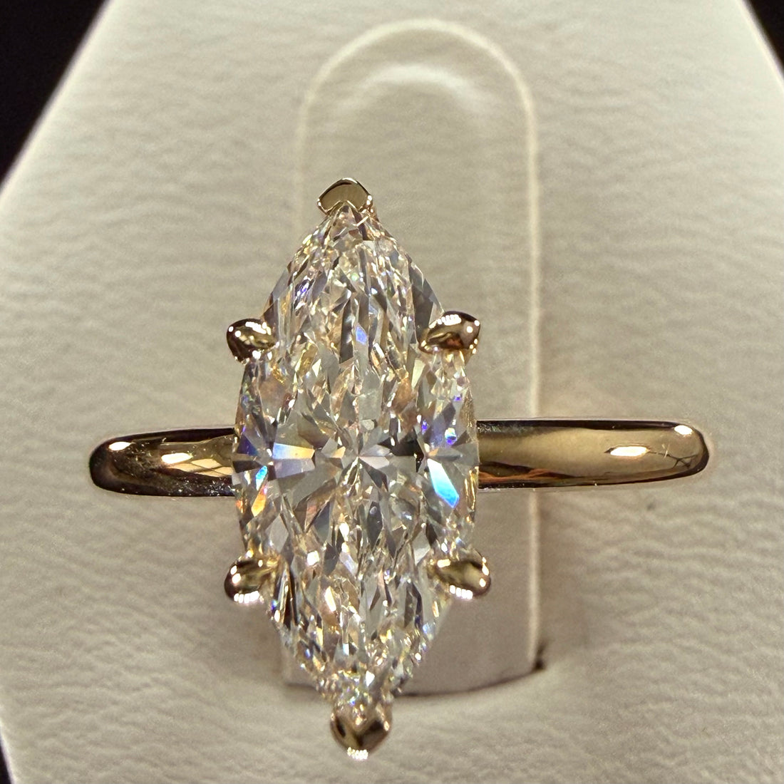 1.5ct Marquise Cut Lab Grown Diamond IGI Certified 14K Yellow Gold Solitaire Engagement Ring
