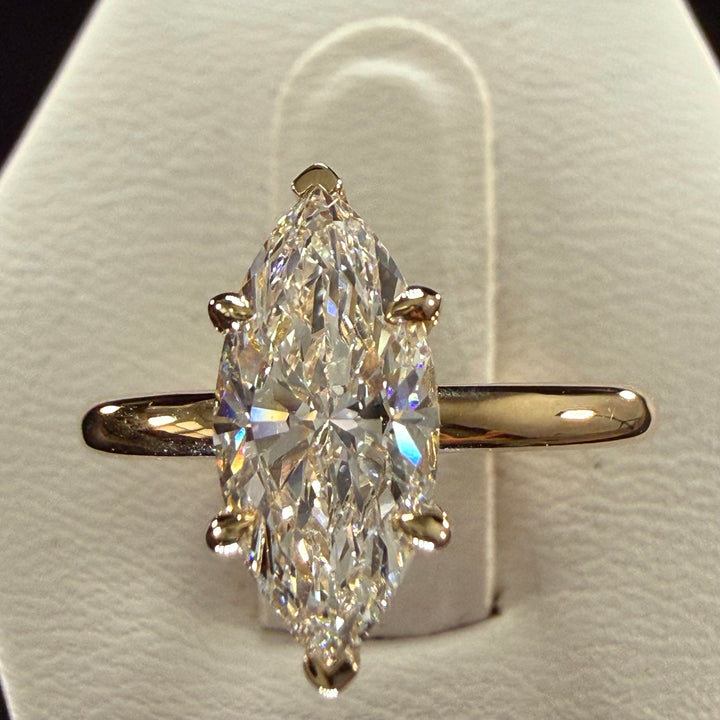 1.5ct Marquise Cut Lab Grown Diamond IGI Certified 14K Yellow Gold Solitaire Engagement Ring