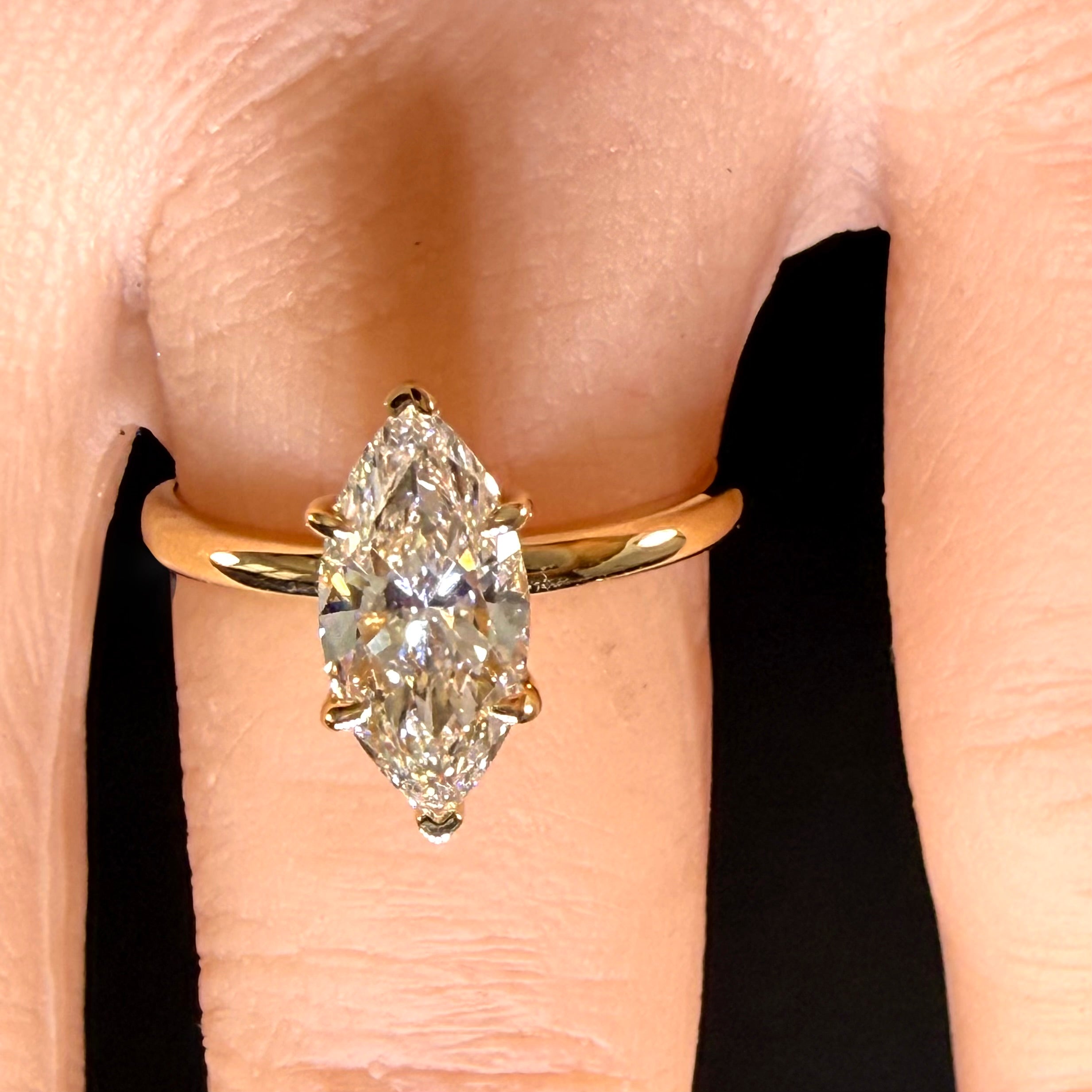 1.5ct Marquise Cut Lab Grown Diamond IGI Certified 14K Yellow Gold Solitaire Engagement Ring