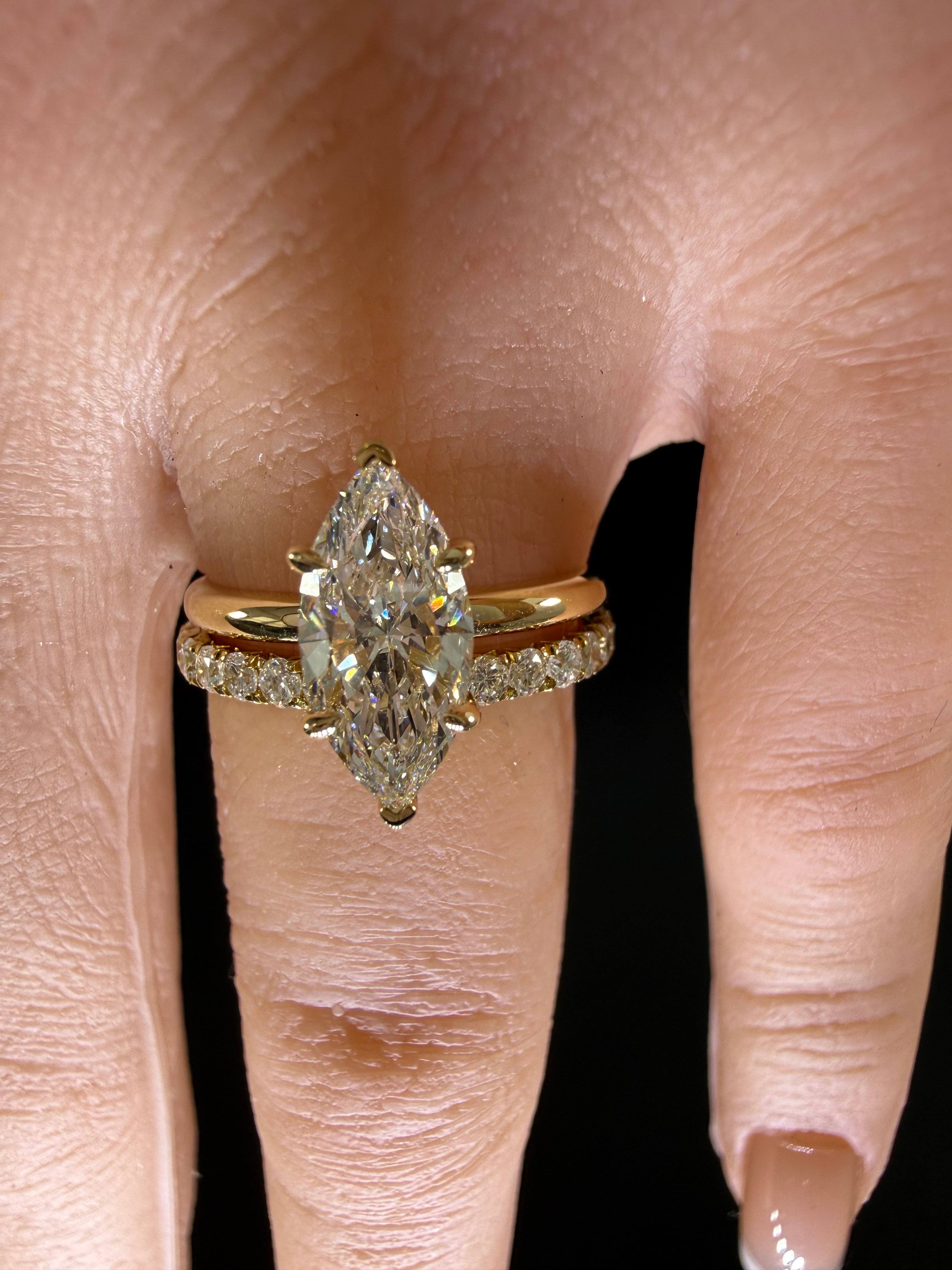 1.5ct Marquise Cut Lab Grown Diamond IGI Certified 14K Yellow Gold Solitaire Engagement Ring