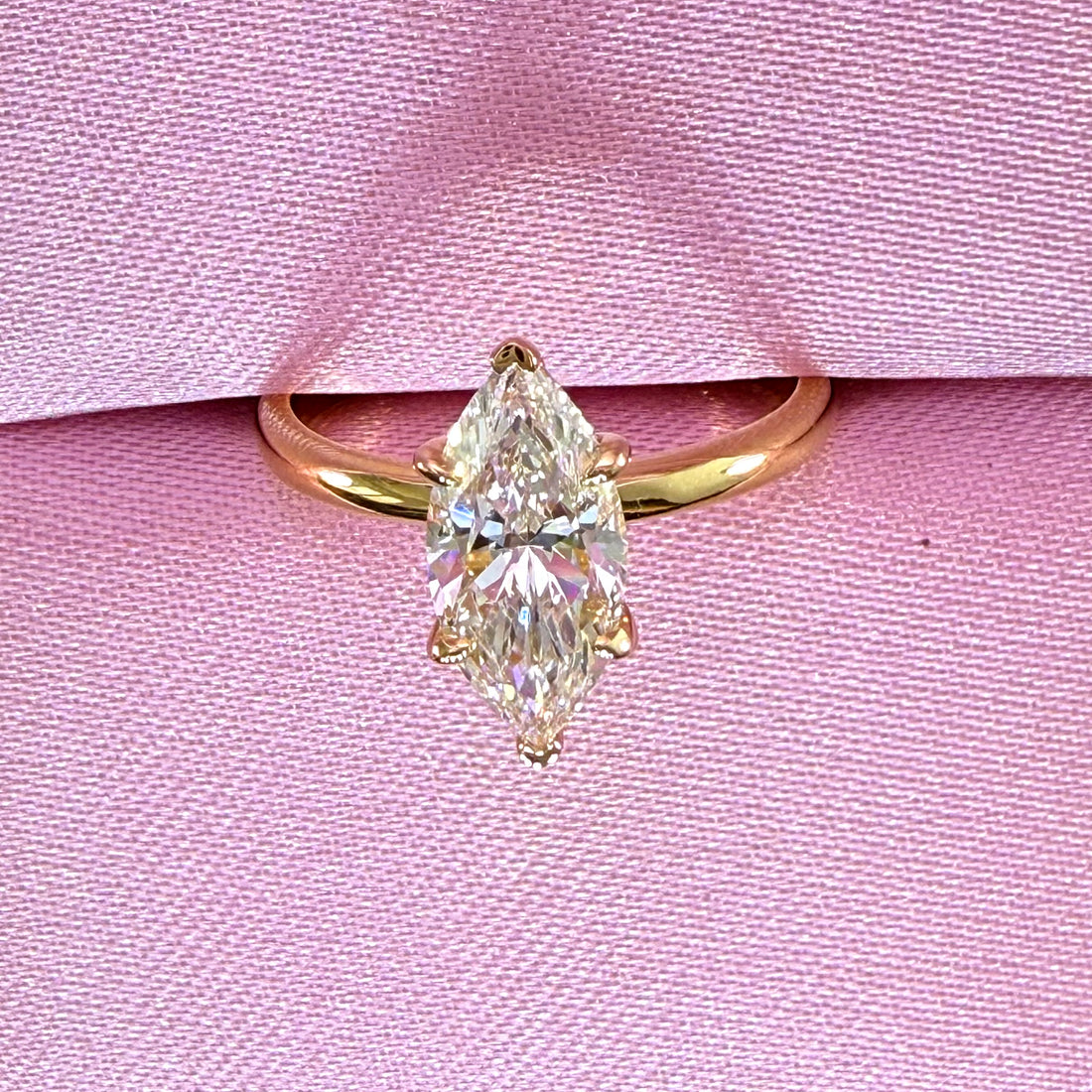 1.5ct Marquise Cut Lab Grown Diamond IGI Certified 14K Yellow Gold Solitaire Engagement Ring