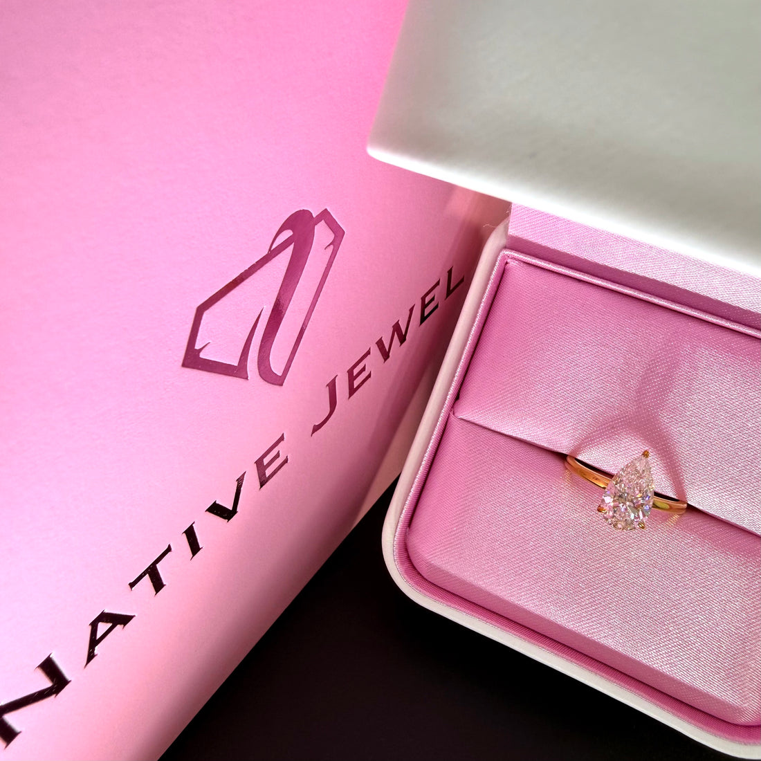 3.03ct Total Weight Pear Cut Lab Grown Diamond IGI Certified 14K Solitaire Yellow Gold Engagement Ring