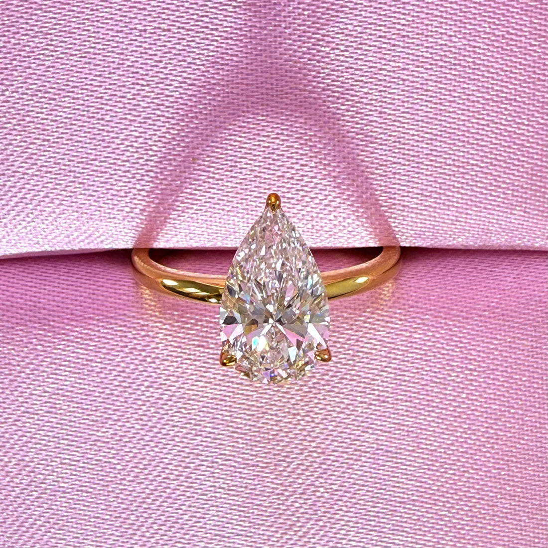 1.5ct Pear Cut Lab Grown Diamond IGI Certified 14K Yellow Gold Engagement Ring