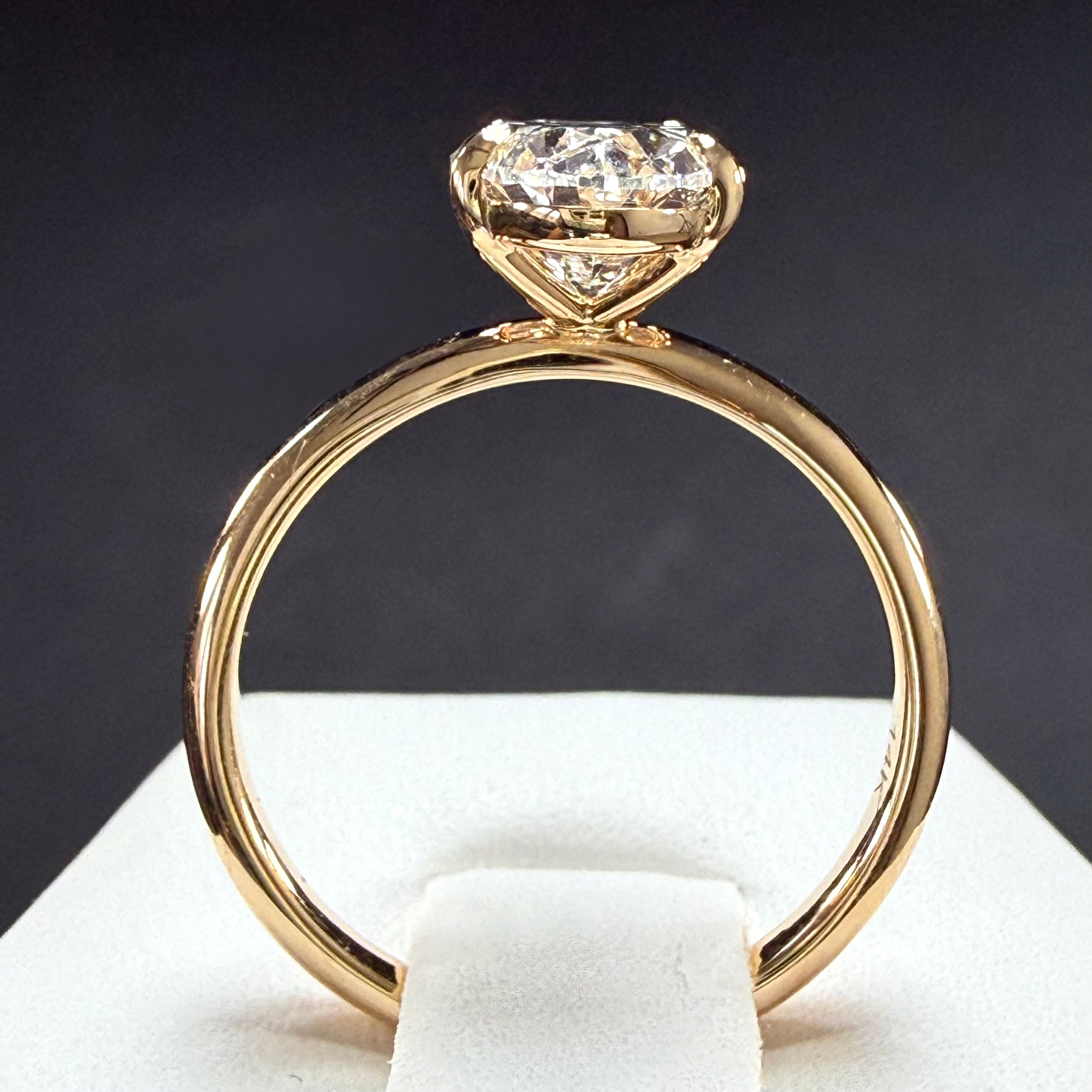 3.03ct Total Weight Oval Cut Lab Grown Diamond IGI Certified 14K Yellow Gold Engagement Ring