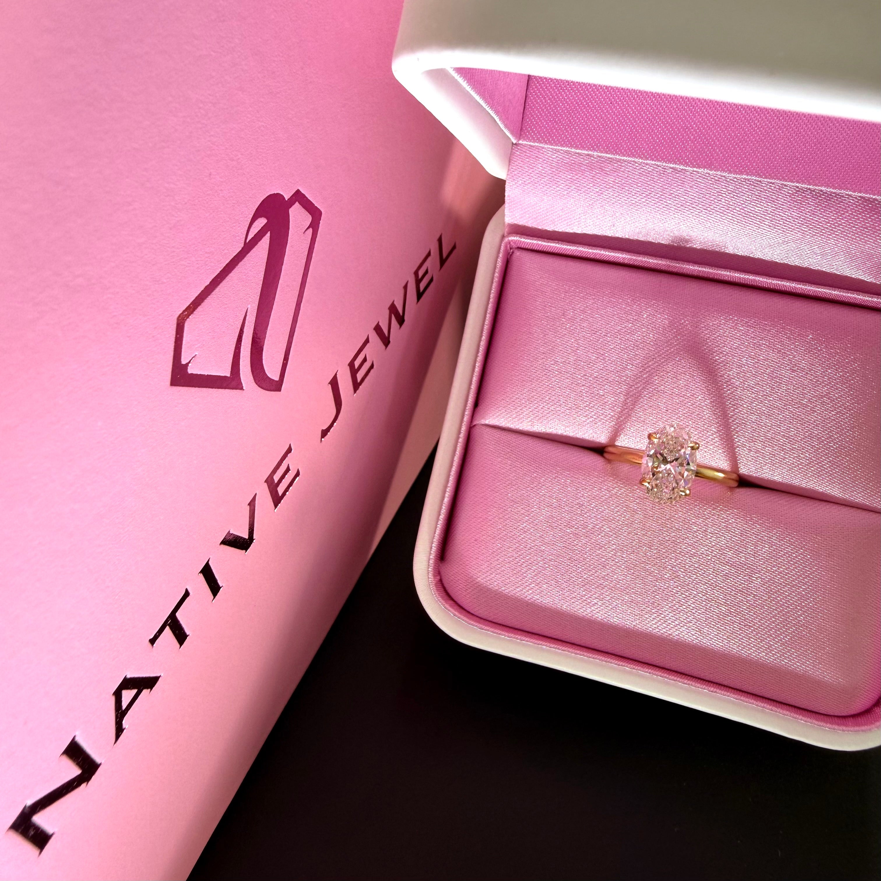 3.03ct Total Weight Oval Cut Lab Grown Diamond IGI Certified 14K Yellow Gold Engagement Ring