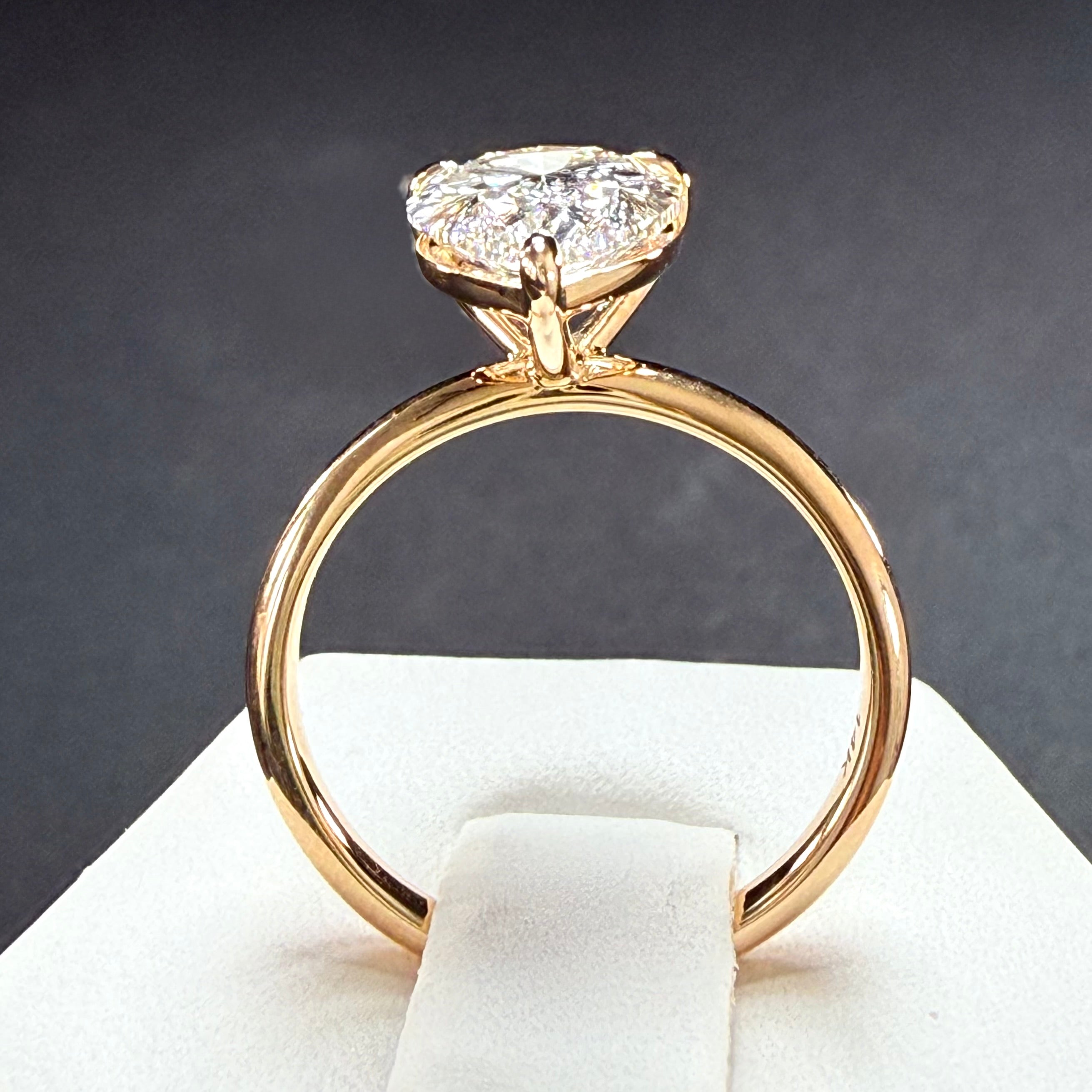 3.03ct Total Weight Pear Cut Lab Grown Diamond IGI Certified 14K Solitaire Yellow Gold Engagement Ring