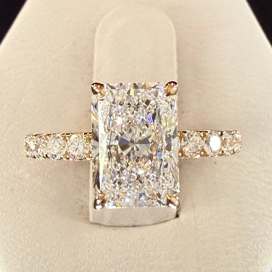 2.75ct Total Weight Radiant Cut Lab Grown Diamond IGI Certified 14K Yellow Gold Engagement Ring
