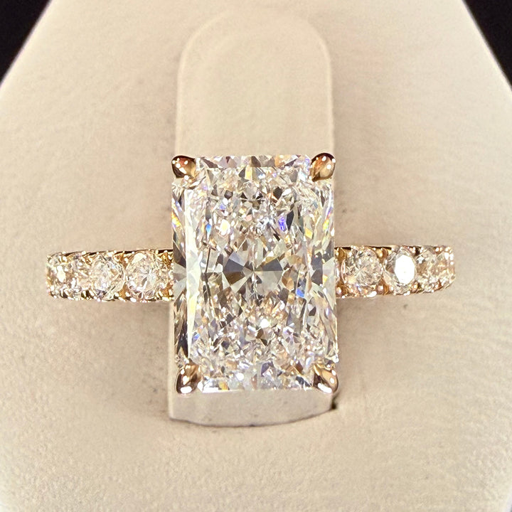 2.75ct Total Weight Radiant Cut Lab Grown Diamond IGI Certified 14K Yellow Gold Engagement Ring