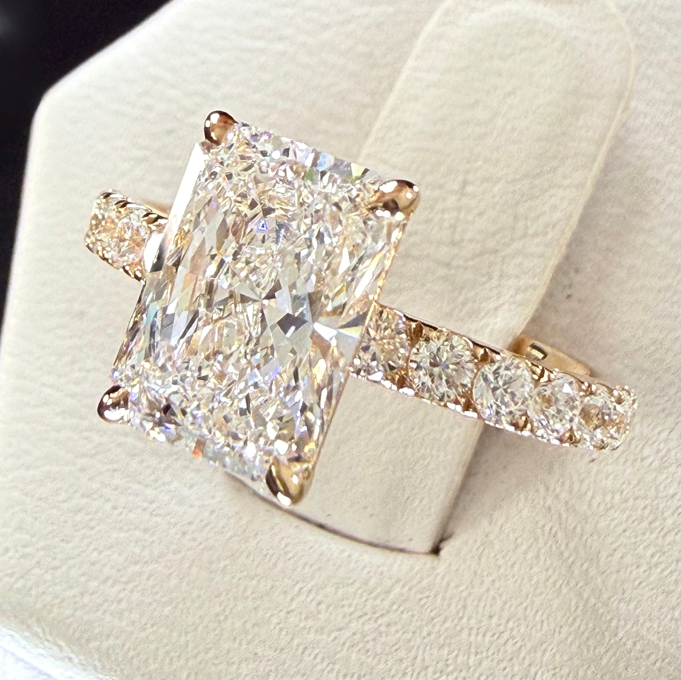 2.75ct Total Weight Radiant Cut Lab Grown Diamond IGI Certified 14K Yellow Gold Engagement Ring
