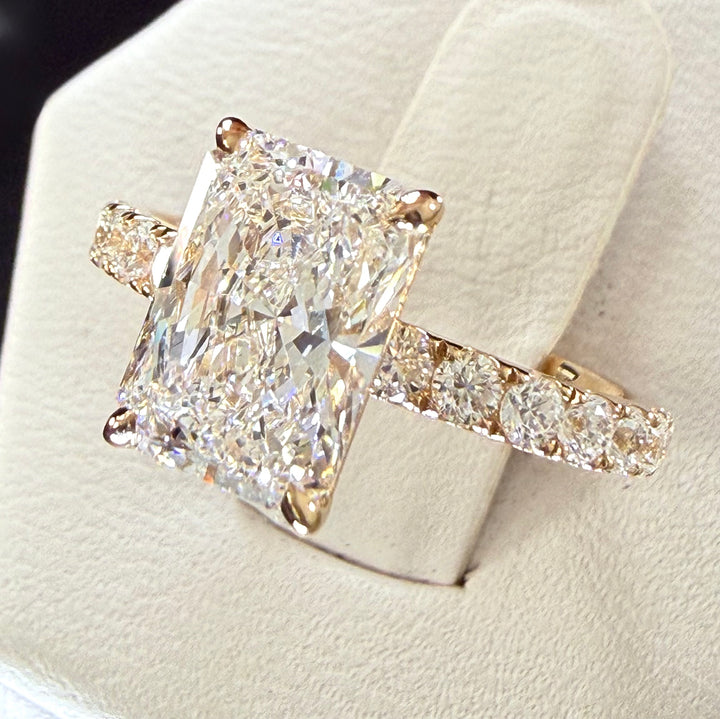 2.75ct Total Weight Radiant Cut Lab Grown Diamond IGI Certified 14K Yellow Gold Engagement Ring