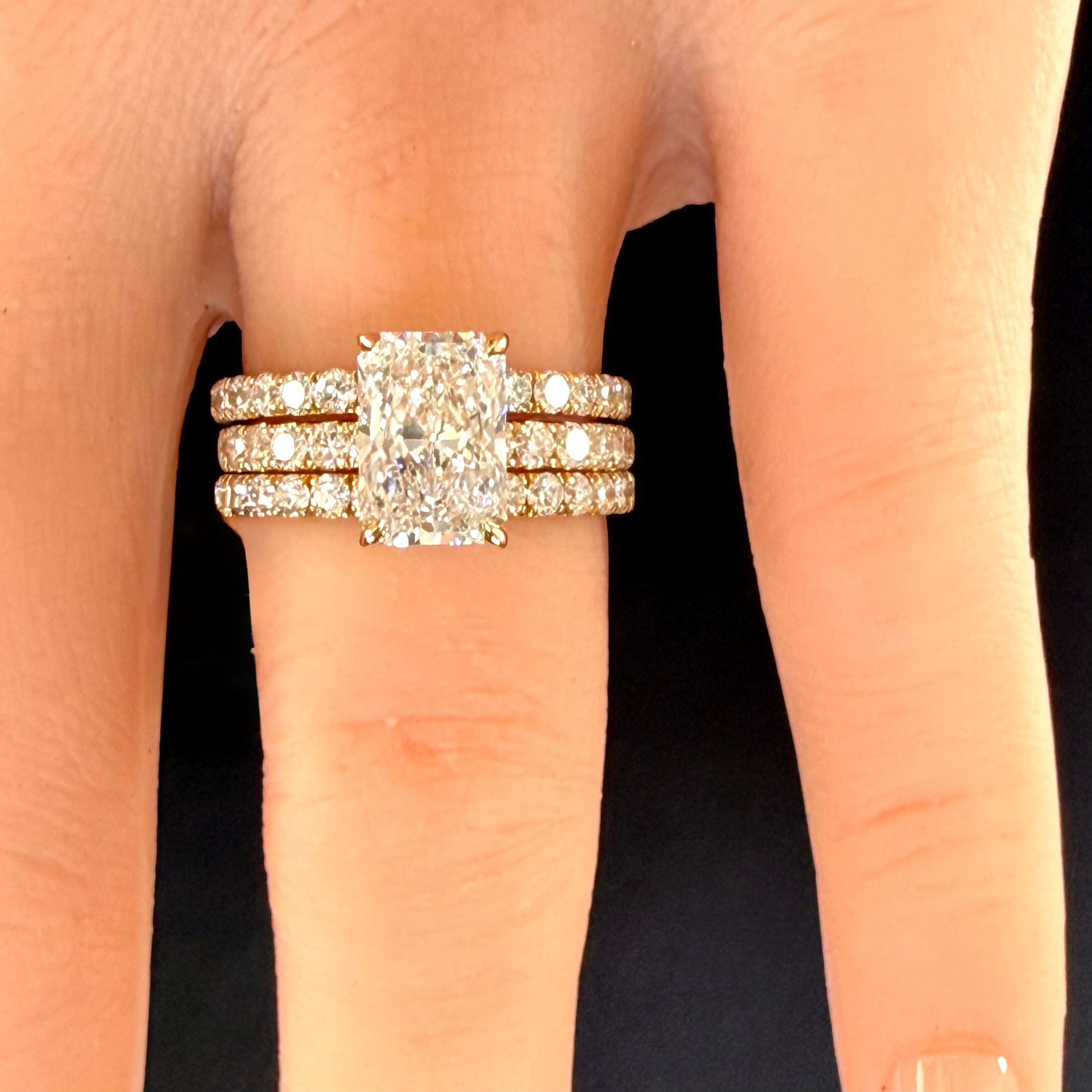 2.75ct Total Weight Radiant Cut Lab Grown Diamond IGI Certified 14K Yellow Gold Engagement Ring