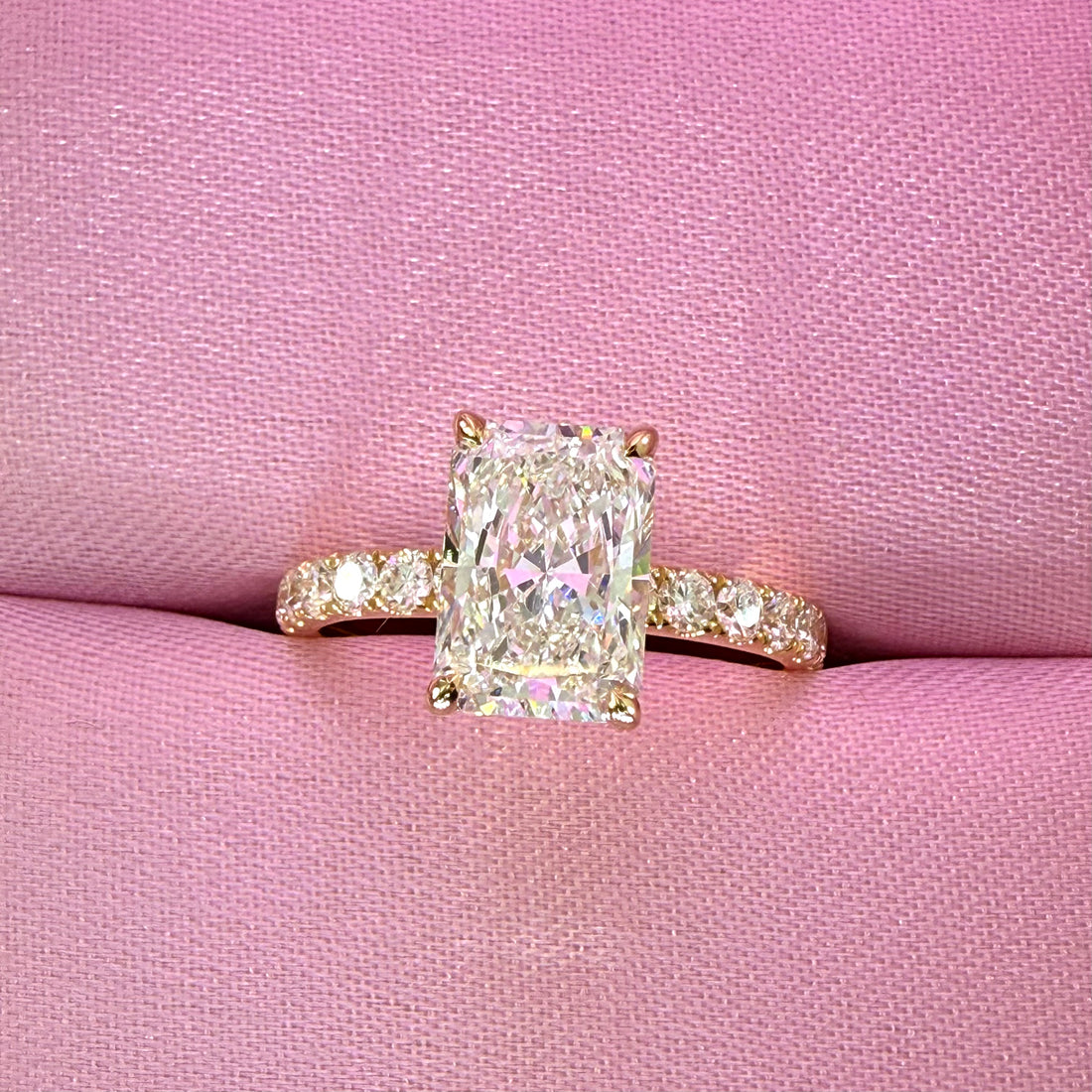 2.75ct Total Weight Radiant Cut Lab Grown Diamond IGI Certified 14K Yellow Gold Engagement Ring