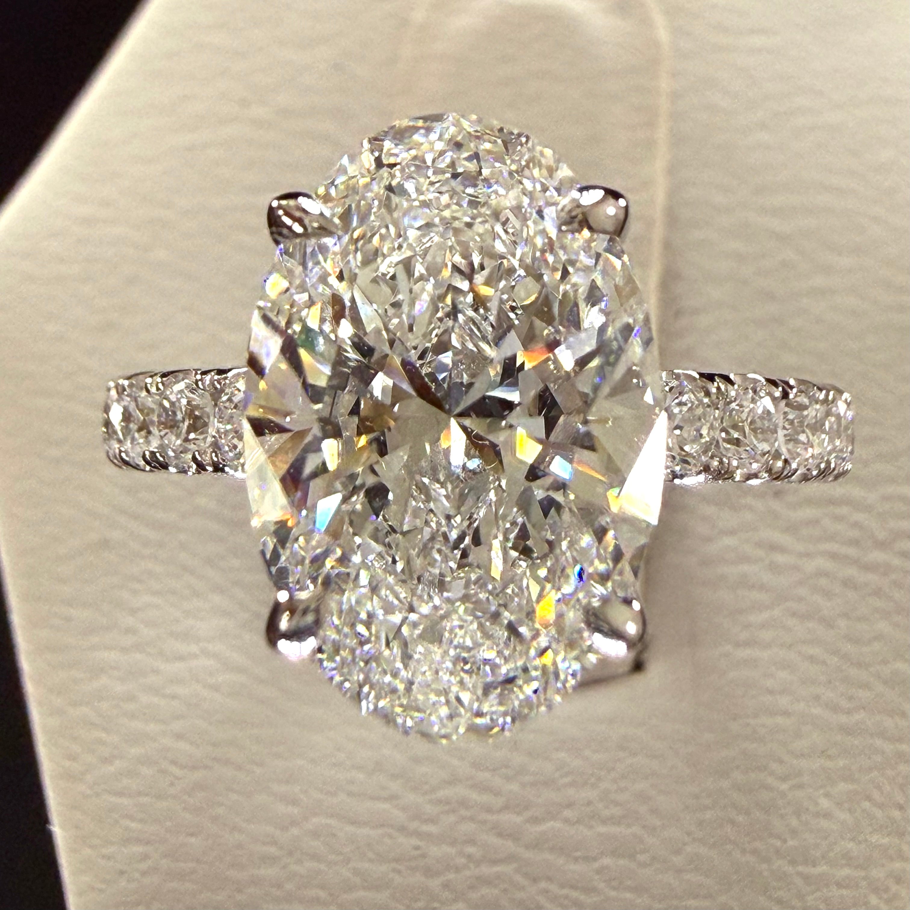 2.75ct Total Weight Oval Cut Diamond IGI Certified 14K White Gold Engagement Ring