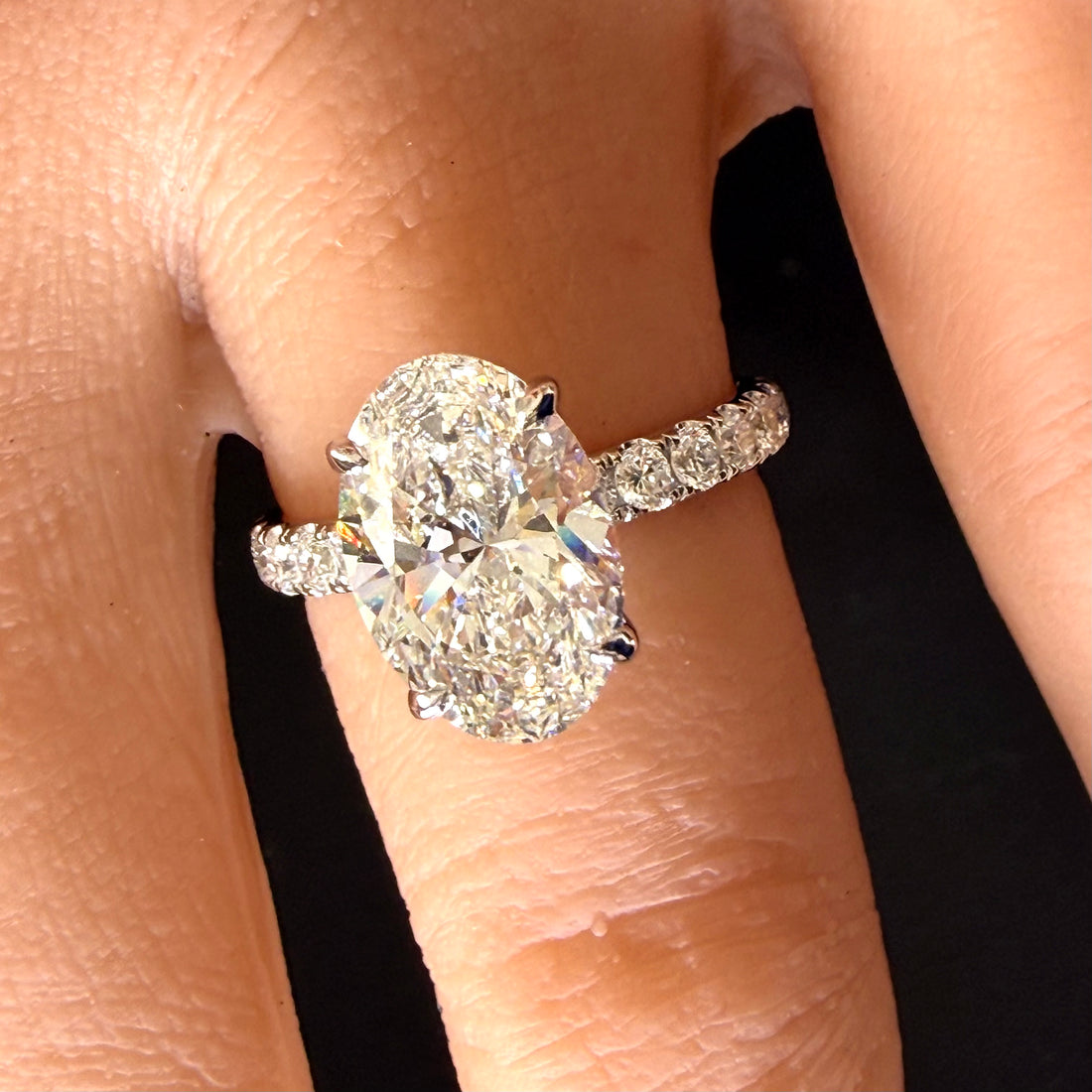2.75ct Total Weight Oval Cut Diamond IGI Certified 14K White Gold Engagement Ring