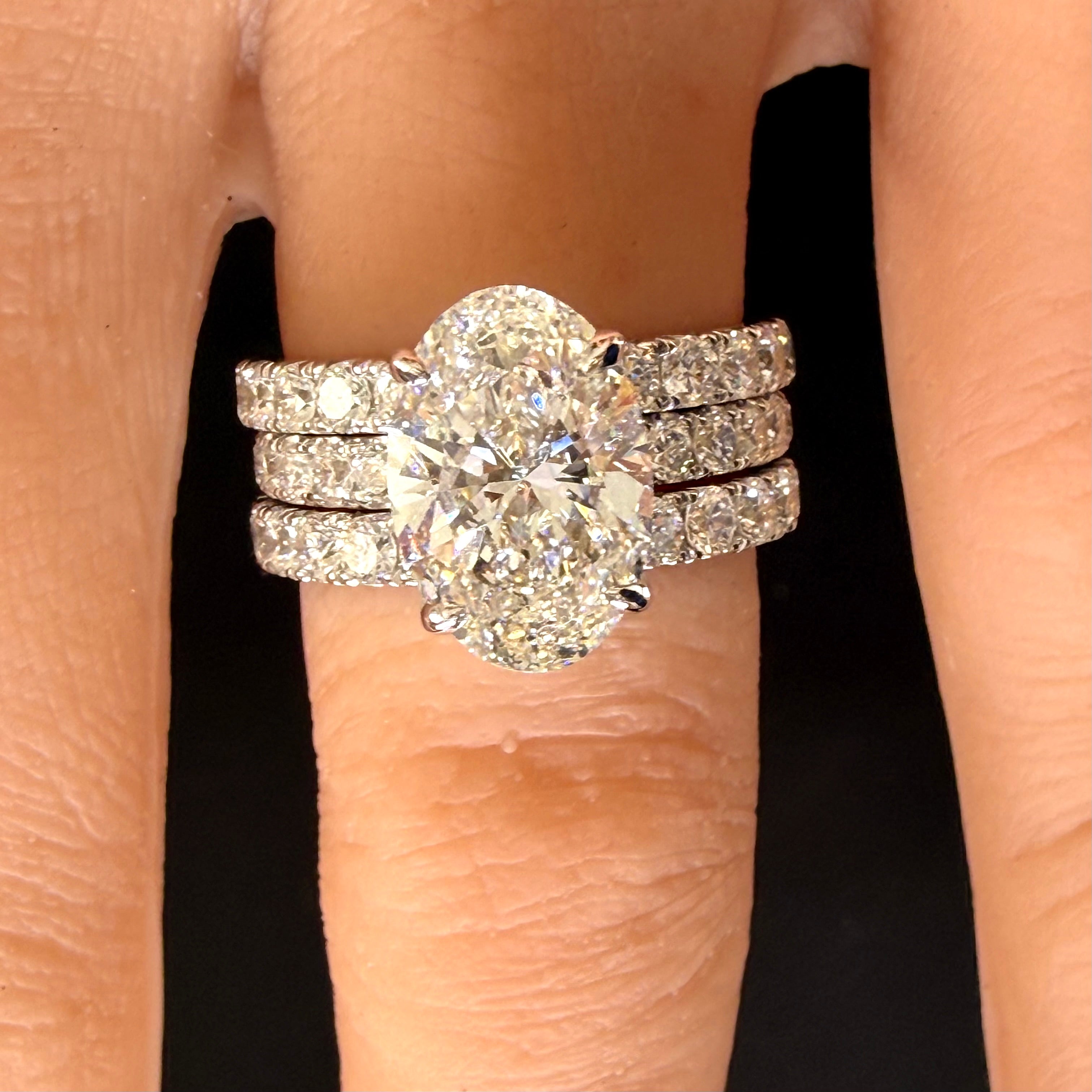 2.75ct Total Weight Oval Cut Diamond IGI Certified 14K White Gold Engagement Ring