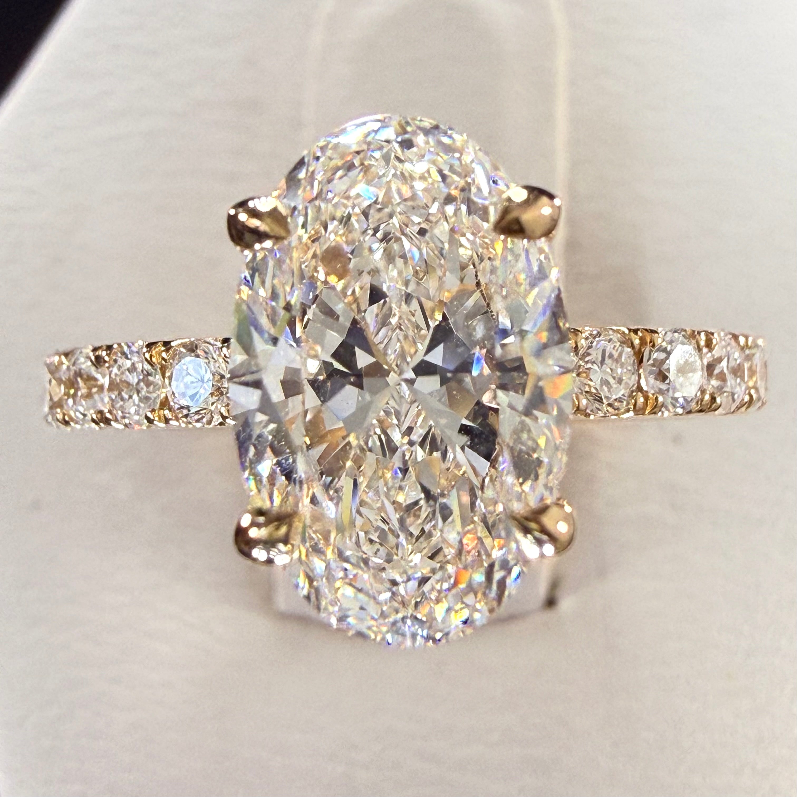 2.78ct Total Weight Oval Cut Diamond IGI Certified 14K Yellow Gold Engagement Ring