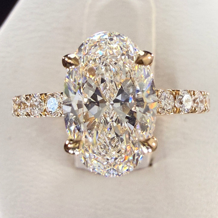 2.78ct Total Weight Oval Cut Diamond IGI Certified 14K Yellow Gold Engagement Ring