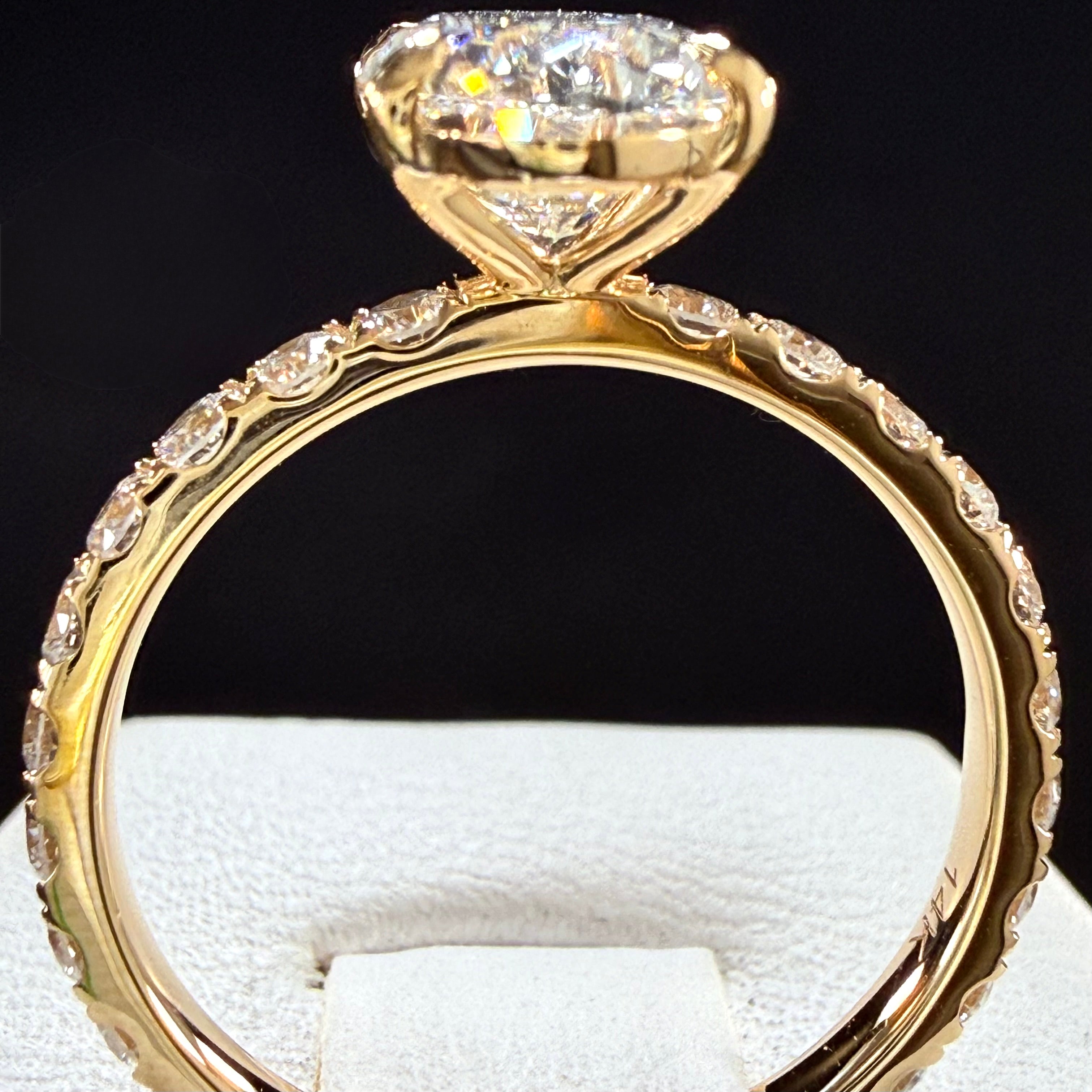 2.78ct Total Weight Oval Cut Diamond IGI Certified 14K Yellow Gold Engagement Ring