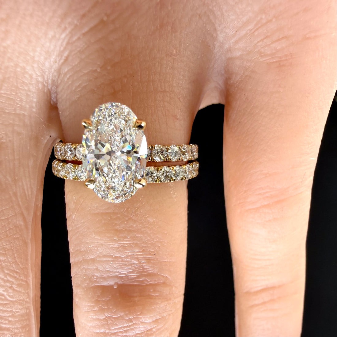 2.78ct Total Weight Oval Cut Diamond IGI Certified 14K Yellow Gold Engagement Ring