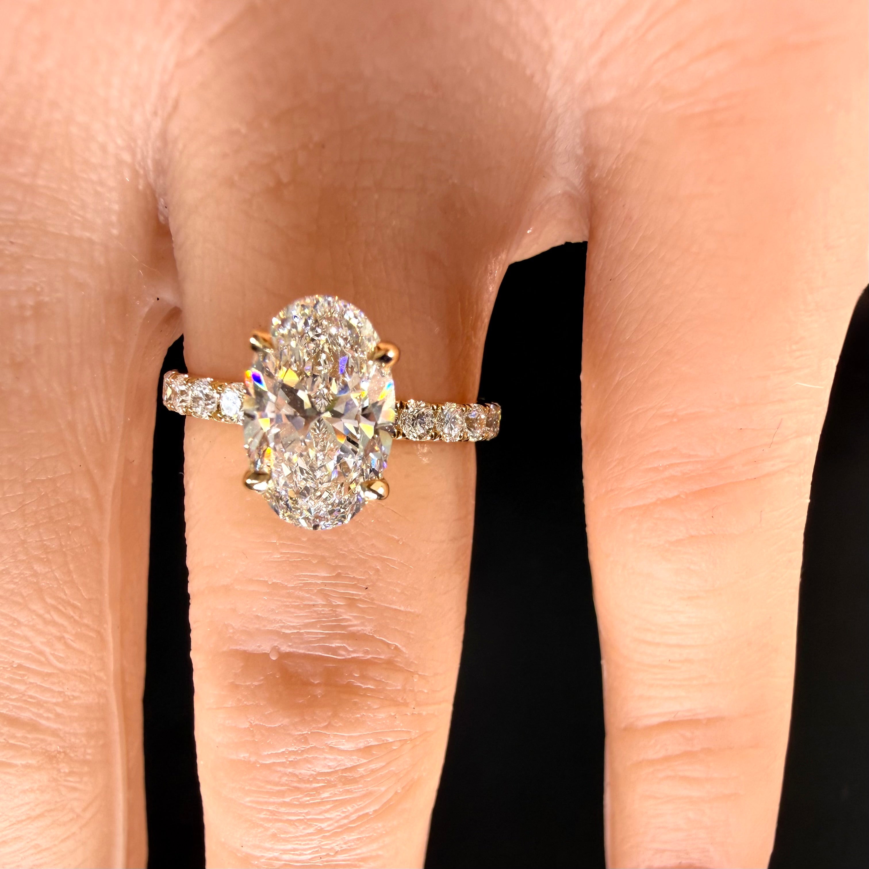 2.78ct Total Weight Oval Cut Diamond IGI Certified 14K Yellow Gold Engagement Ring