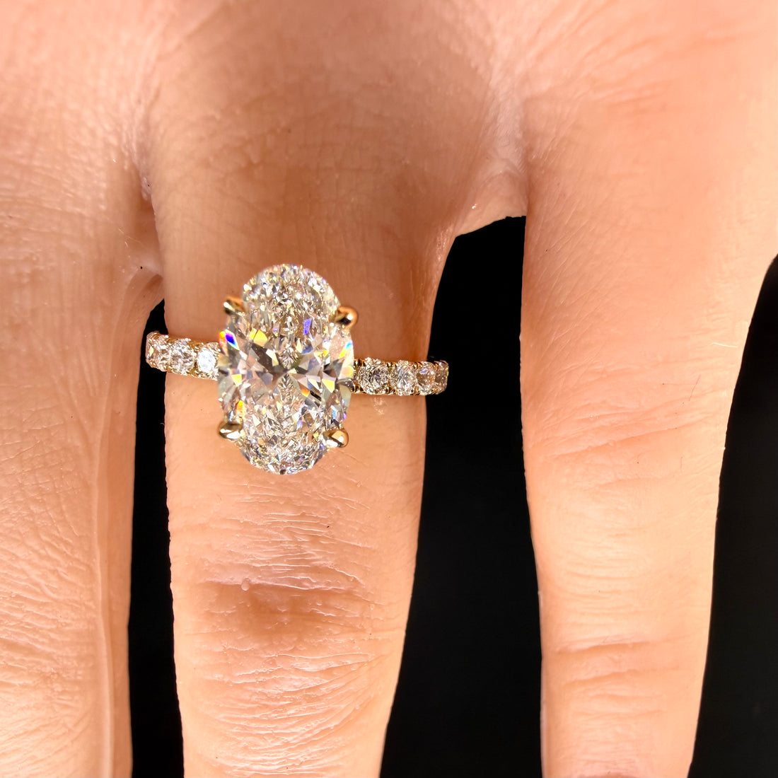 2.78ct Total Weight Oval Cut Diamond IGI Certified 14K Yellow Gold Engagement Ring
