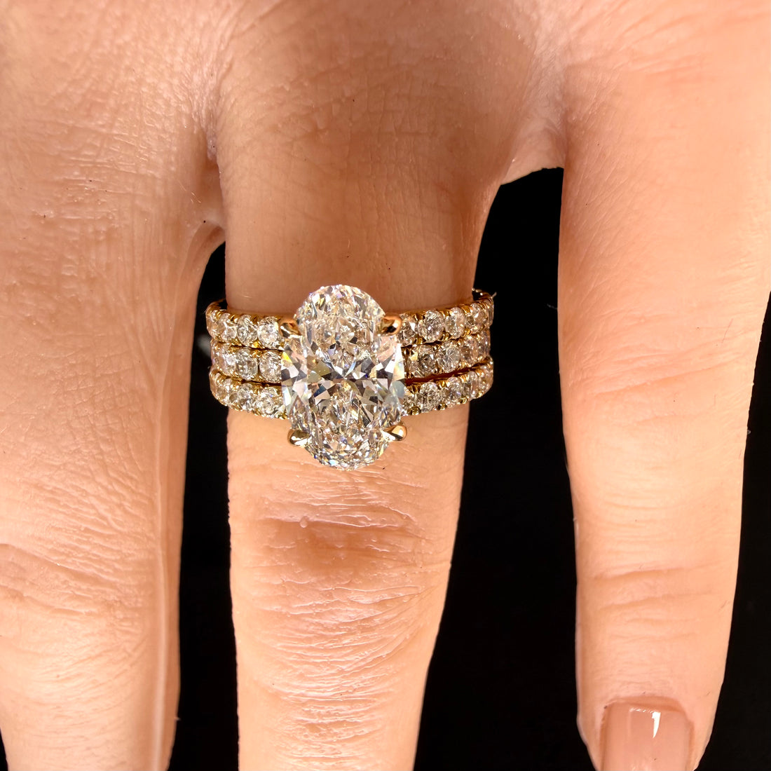 2.78ct Total Weight Oval Cut Diamond IGI Certified 14K Yellow Gold Engagement Ring
