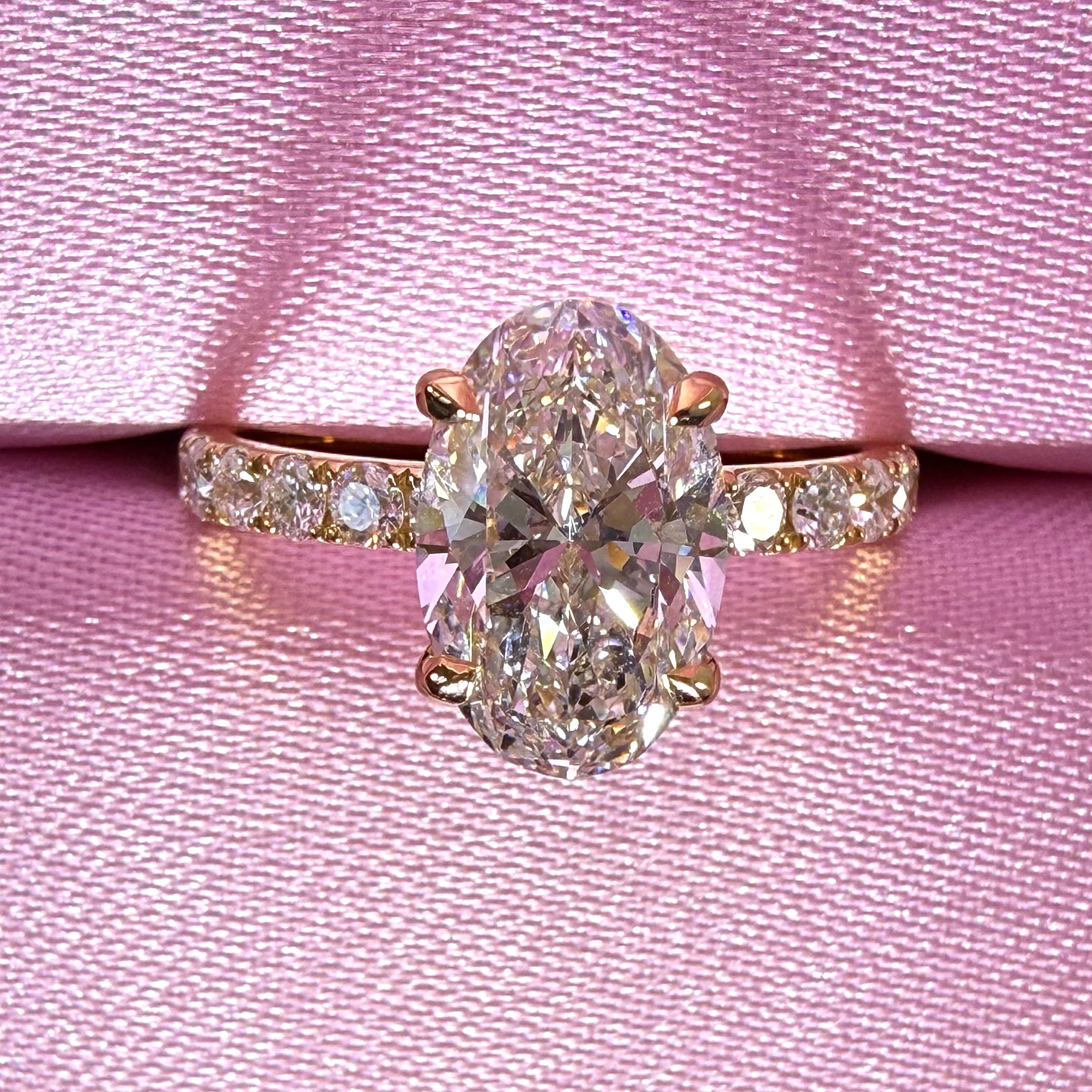2.78ct Total Weight Oval Cut Diamond IGI Certified 14K Yellow Gold Engagement Ring