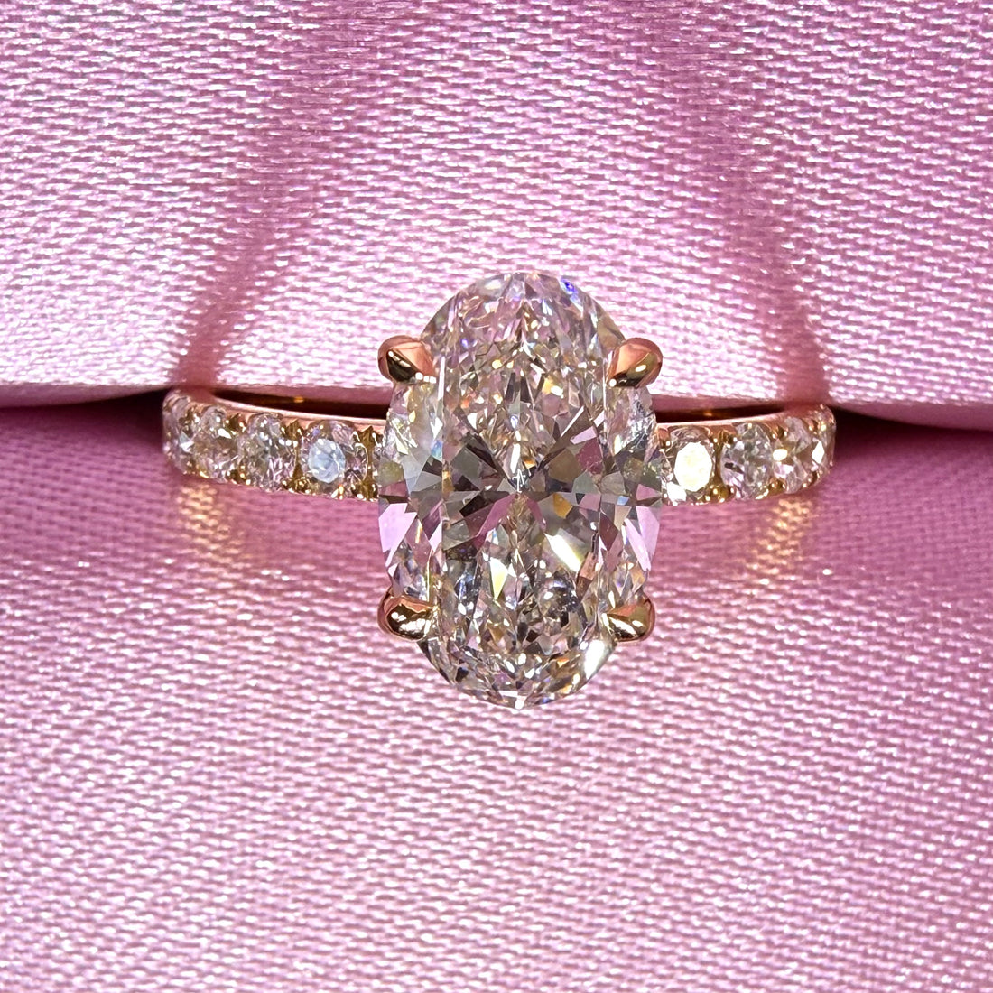 2.78ct Total Weight Oval Cut Diamond IGI Certified 14K Yellow Gold Engagement Ring